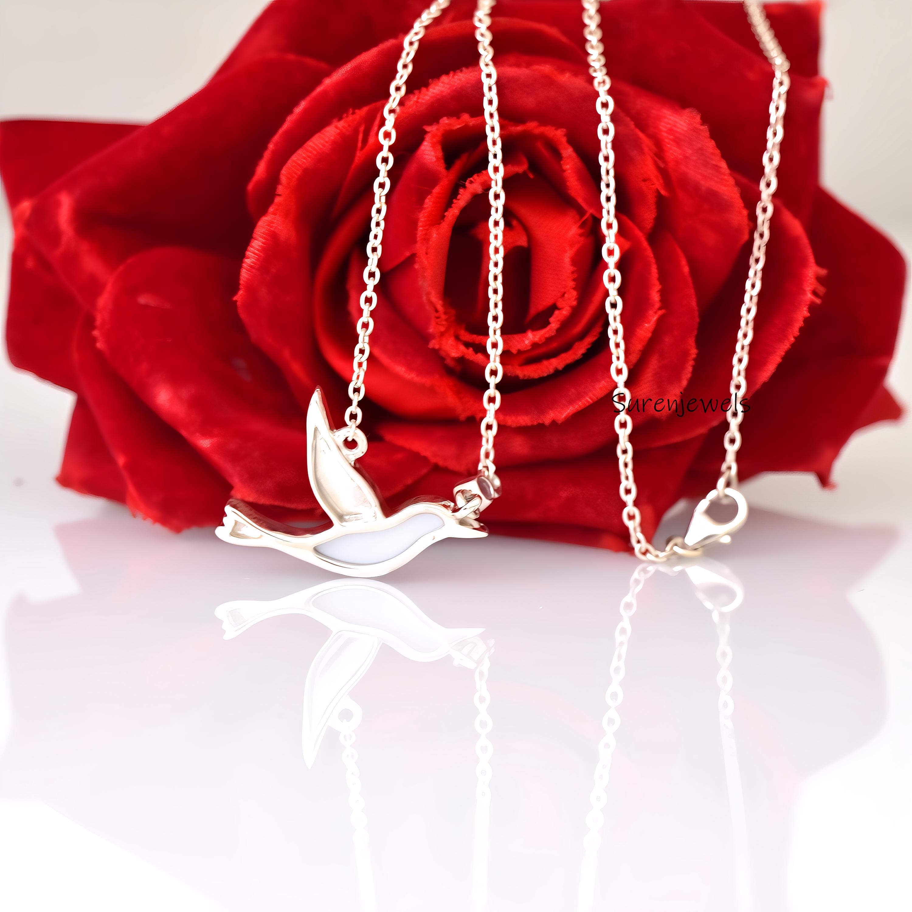 14K Gold Hummingbird Pendant: Ruby CZ Gemstone Bird - View 2 - Suren Jewels | SKU: SJN