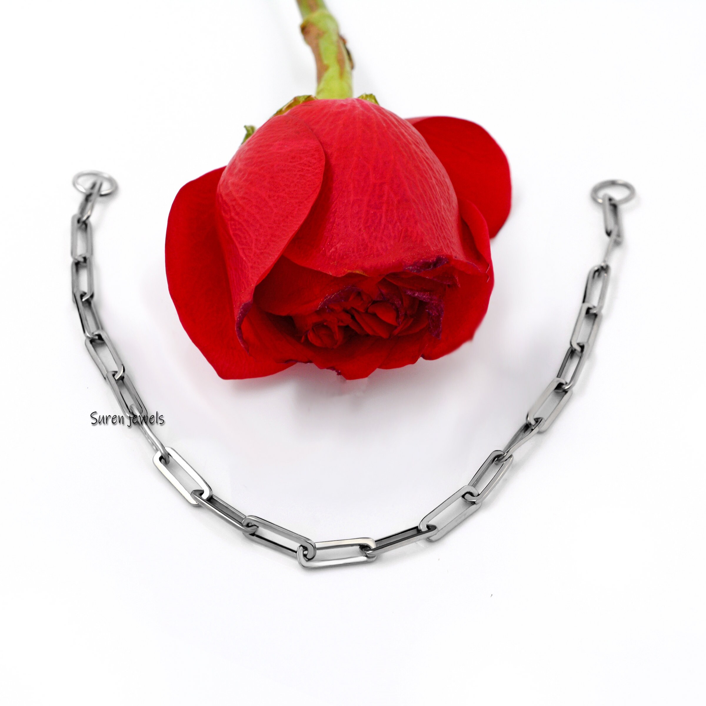 Carabiner Paperclip Link Bracelet: Handmade Chain Bracelet - View 5 - Suren Jewels | SKU: SJA229-SLNS