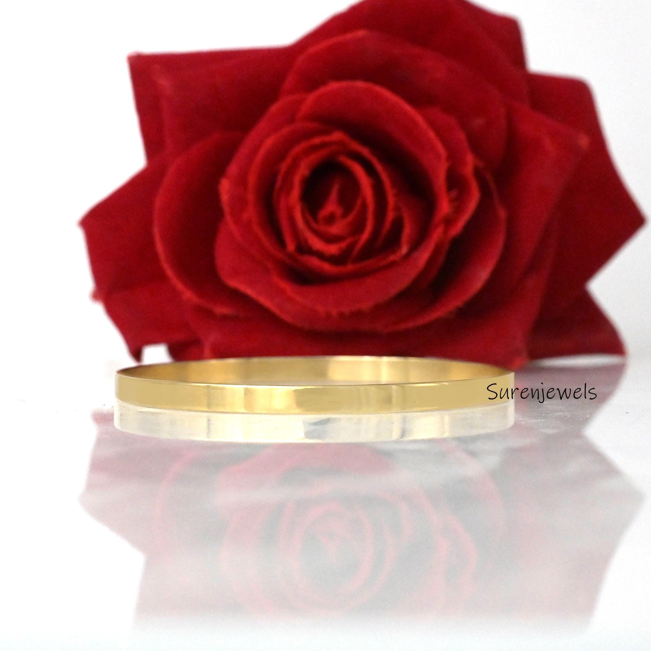Solid 14k Gold Plain Wire Bangle: Dainty Oval Hinged Bracelet - View 4 - Suren Jewels | SKU: SJB307-SLYG-7I