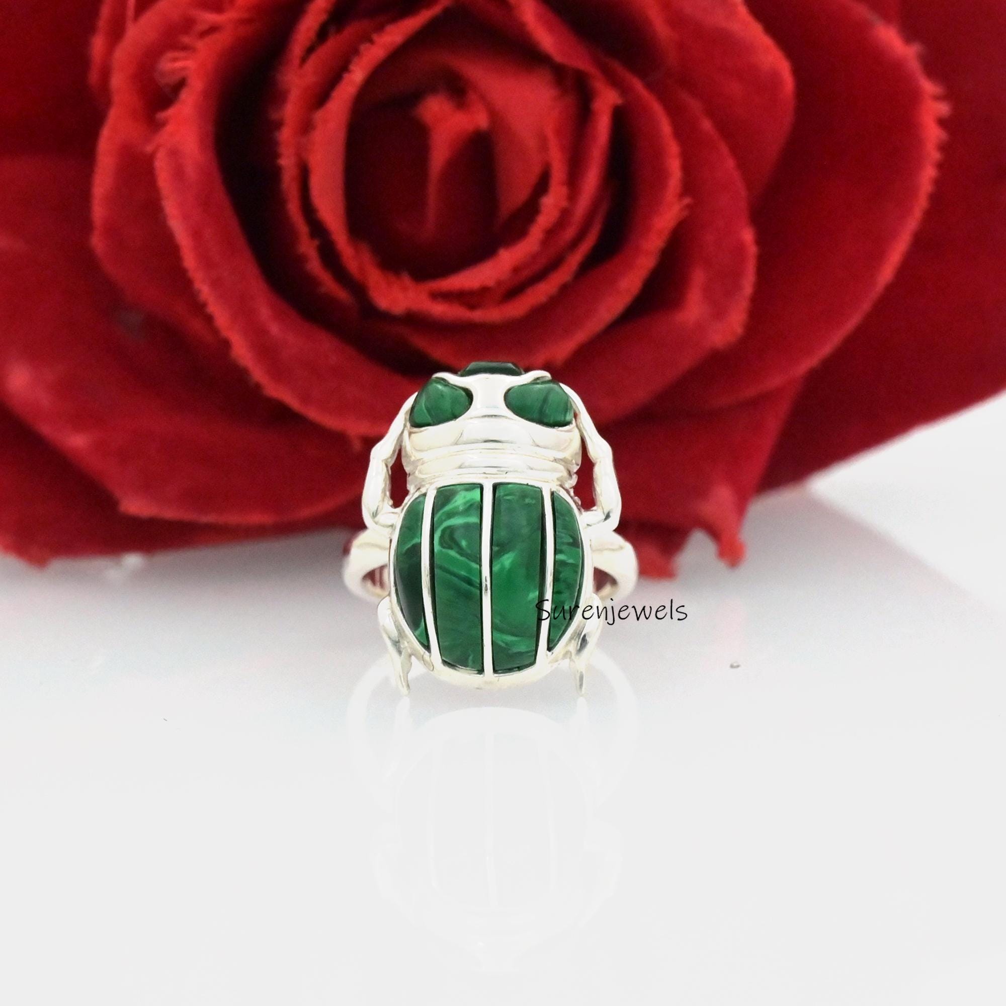 14k Gold Labradorite Scarab Ring: Hand Carved Amulet - View 2 - Suren Jewels | SKU: SJR2819-SLNSLPZ-US-7,SJR2810-SLNSLB,SJR28