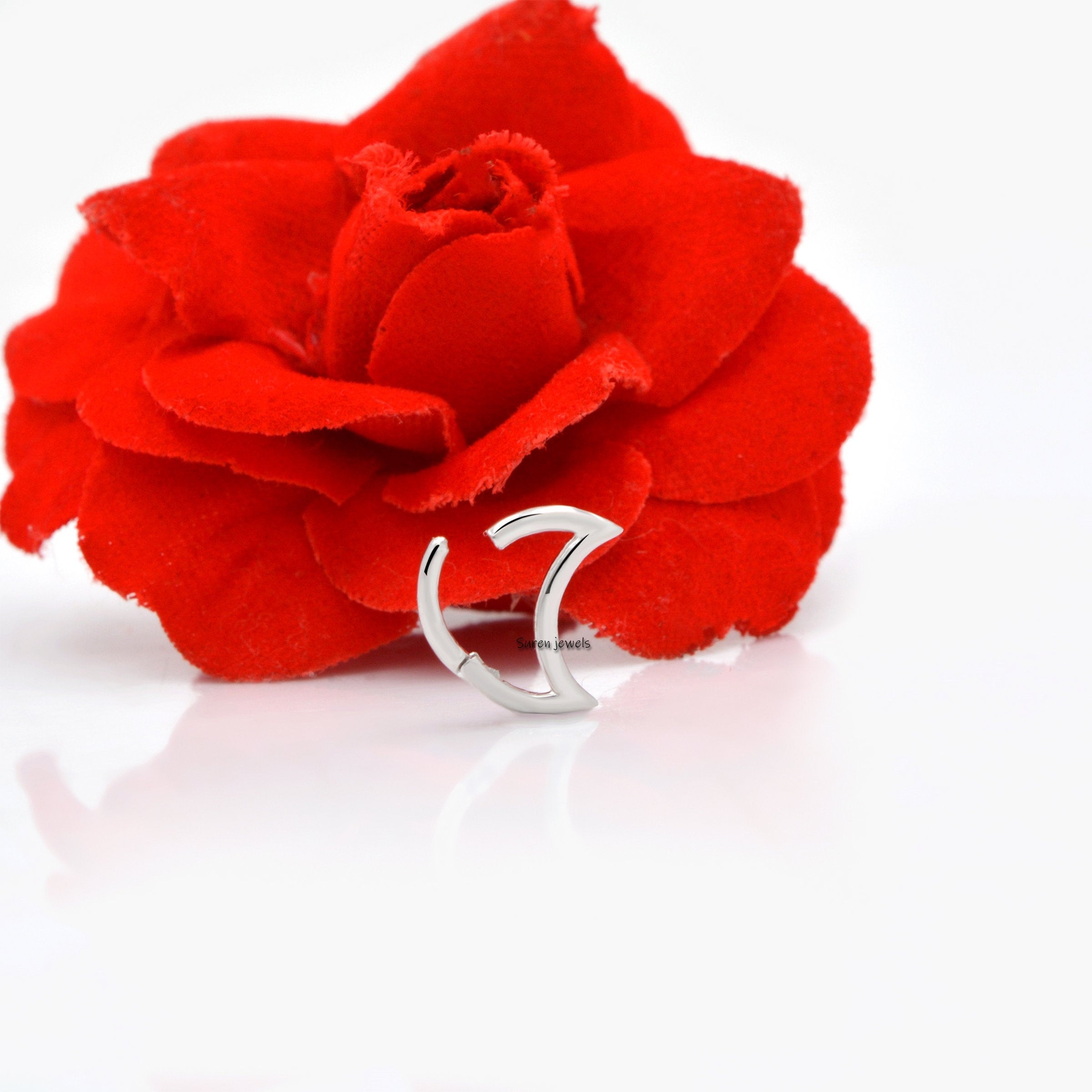 14K Solid Gold Crescent Moon Charm Enhancer: Connector Lock Pendant - Suren Jewels | SKU: SJP110-