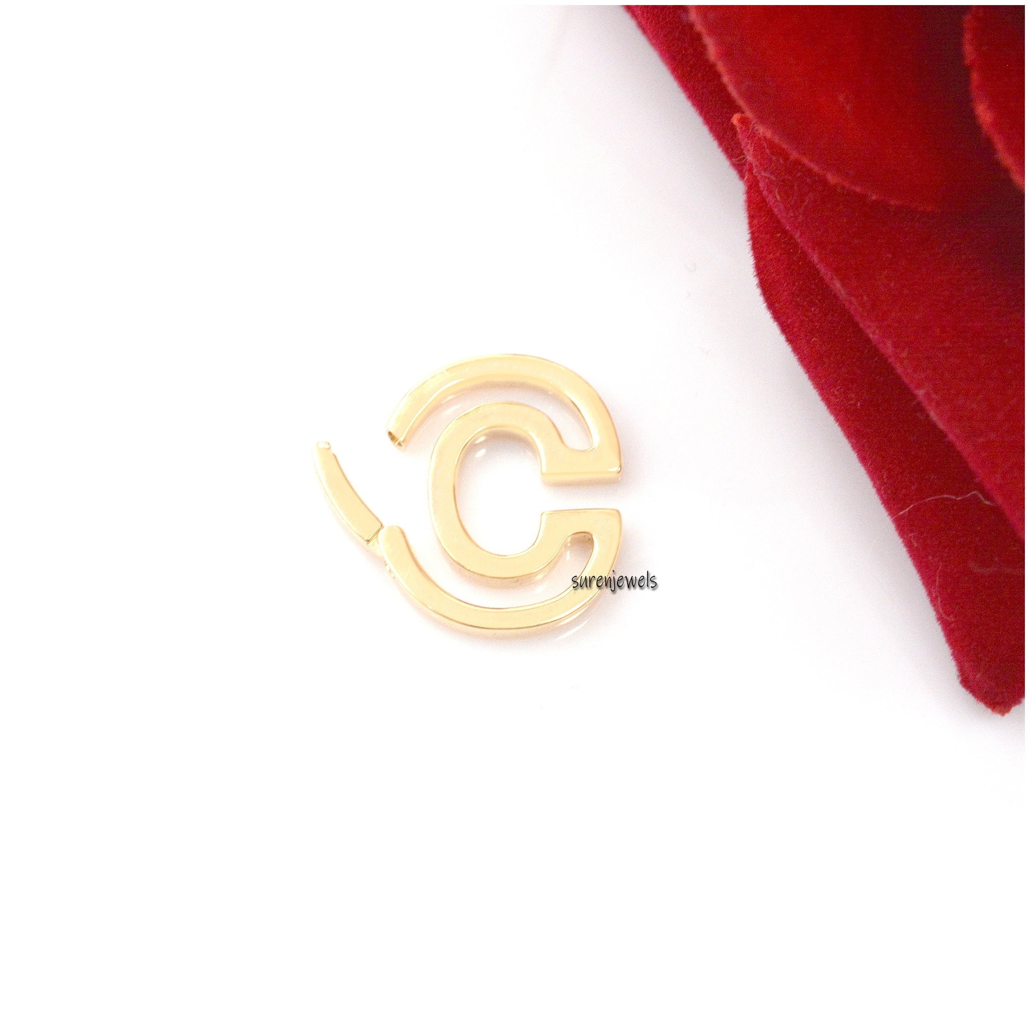 14k Gold Charm Enhancer: Designer Connector Clasp Lock (16mm) - Suren Jewels | SKU: SJP978-14KYG-A