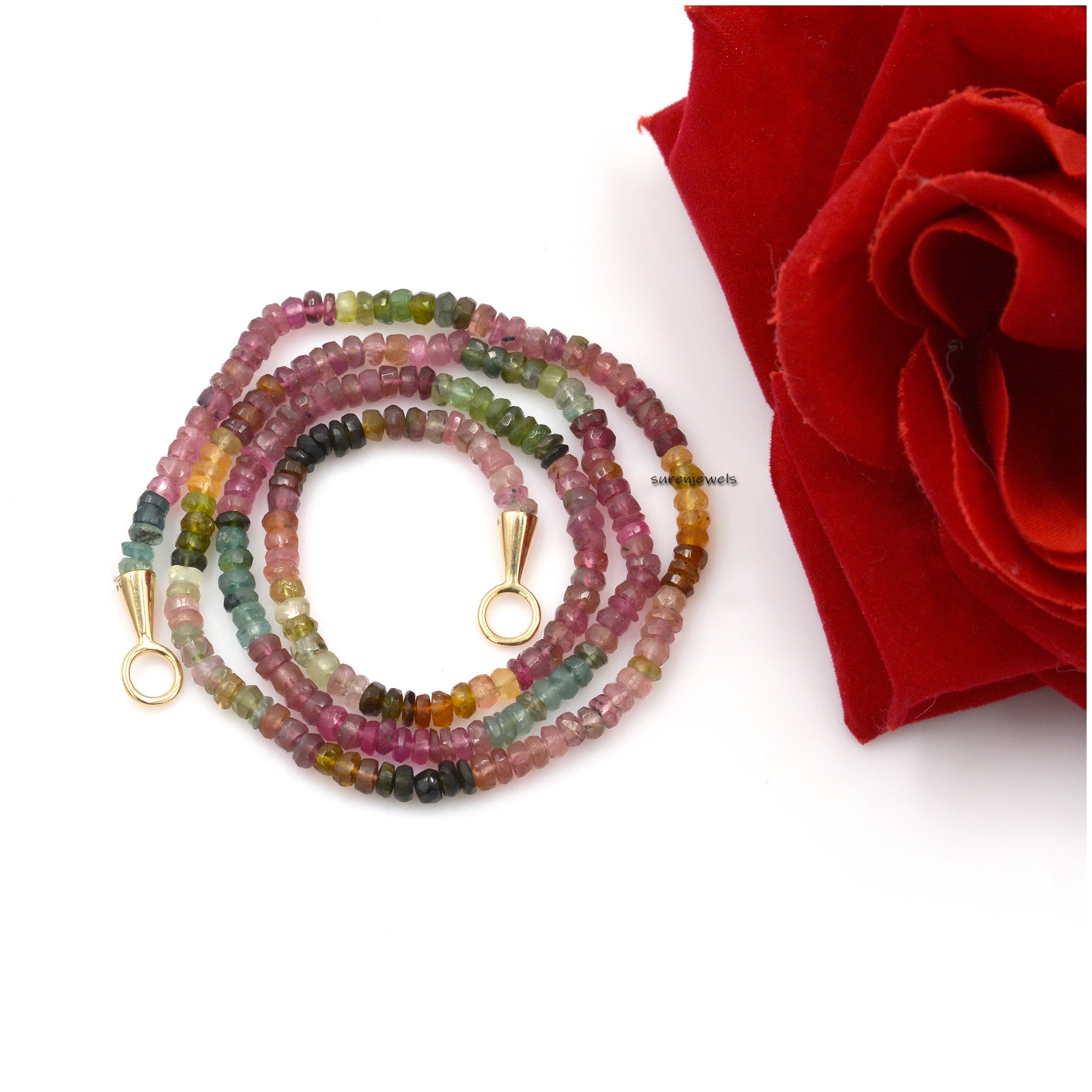 14k Gold Garnet Beads Carabiner Chain Necklace - View 5 - Suren Jewels | SKU: SJN247-SLYGOPL