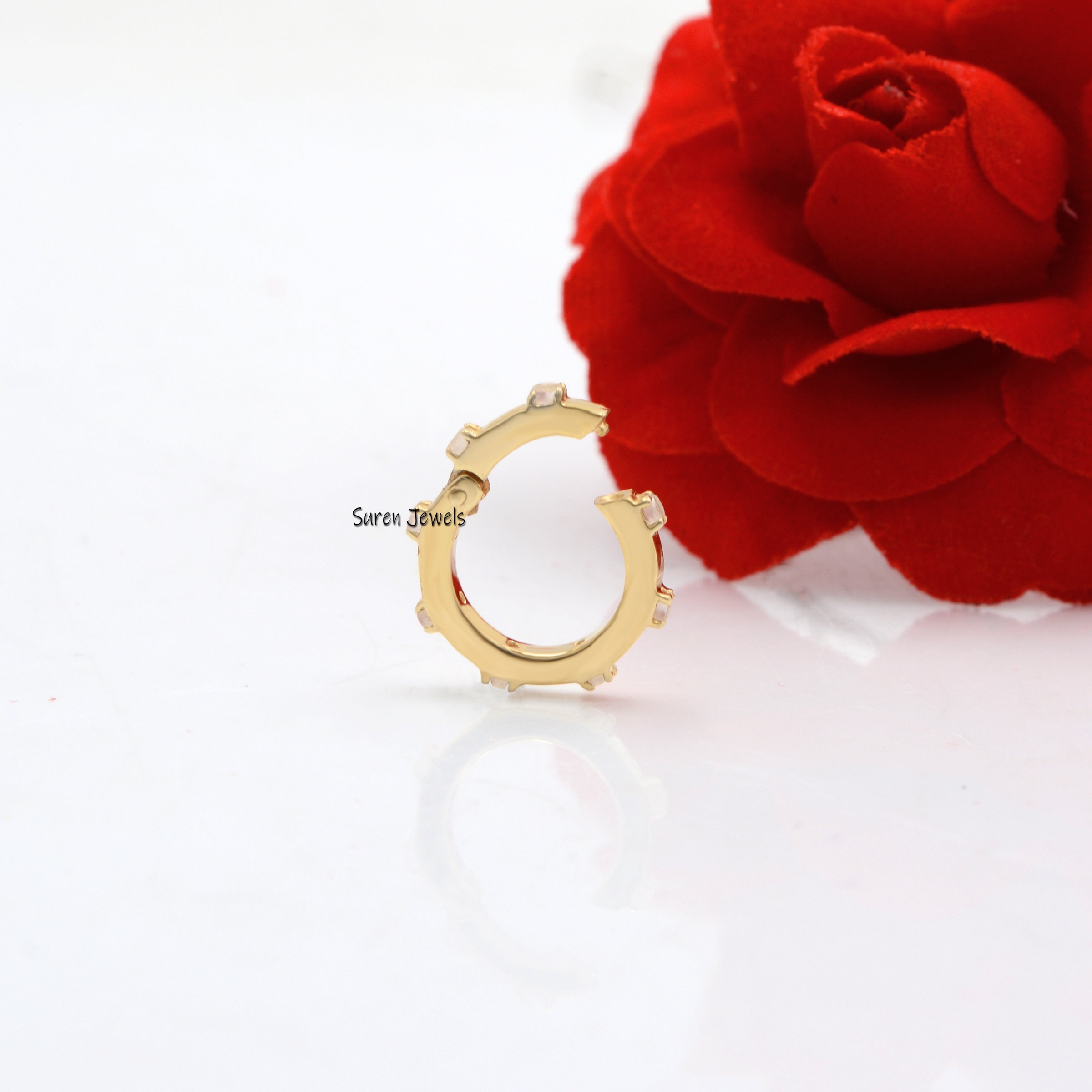 14k Gold Turquoise Charm Enhancer: Round Charm Lock - View 3 - Suren Jewels | SKU: SJP529-14KYGTQ-12M