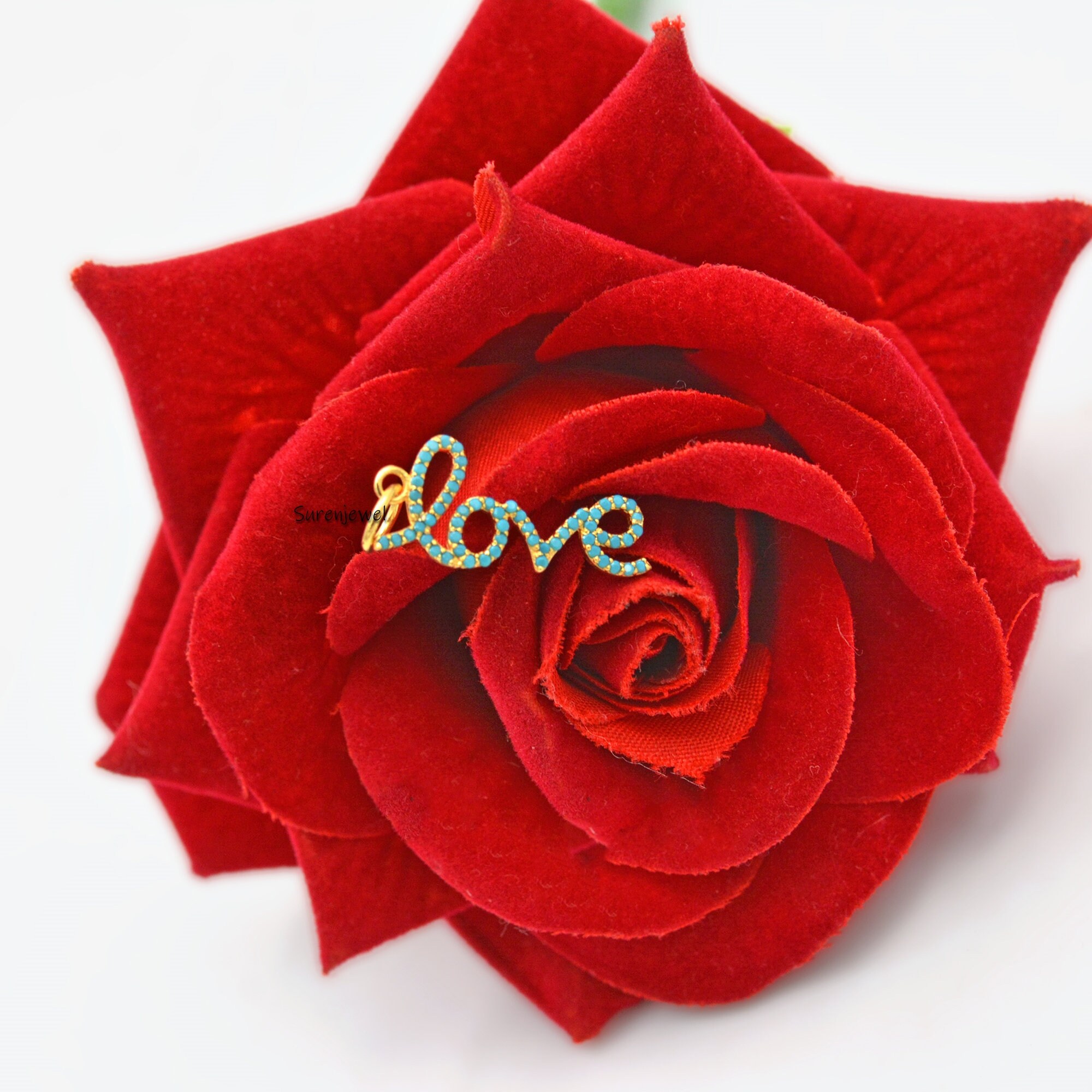 14K Diamond Love Charm Pendant - View 4 - Suren Jewels | SKU: SJP577-SLYGDI