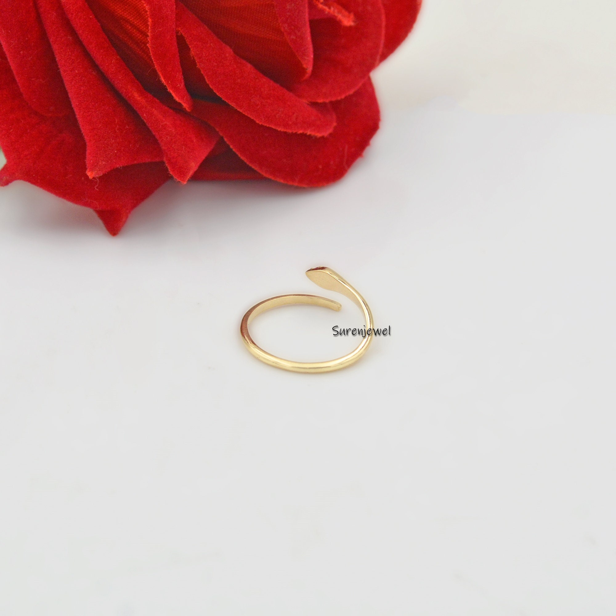 Sterling Silver Diamond Snake Ring - Adjustable Jewelry - View 4 - Suren Jewels | SKU: SJR03-SLYGDI