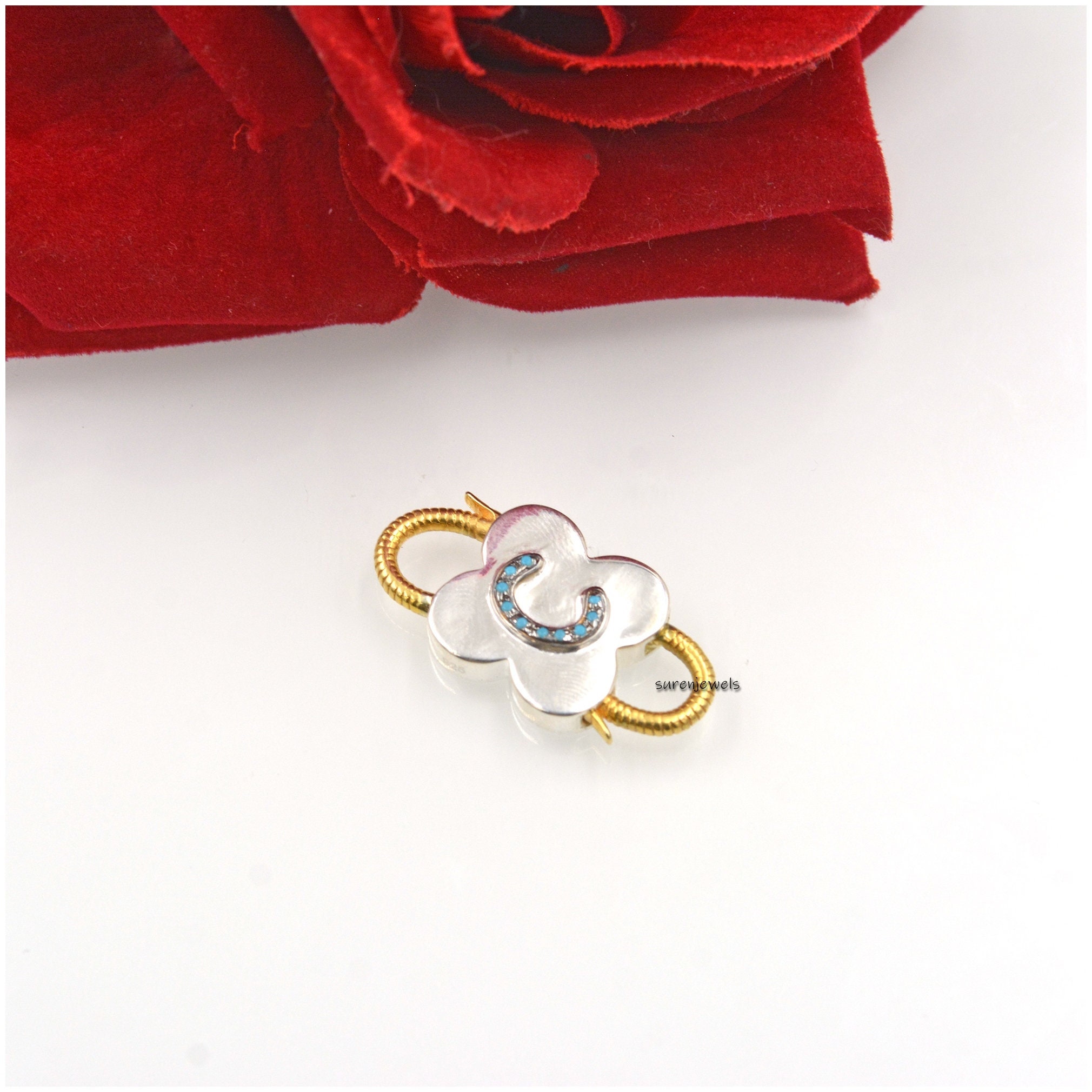 Two-Tone Diamond Initial 925 Silver Padlock Pendant - Suren Jewels | SKU: SJP25-SLNSYGRHDI-L