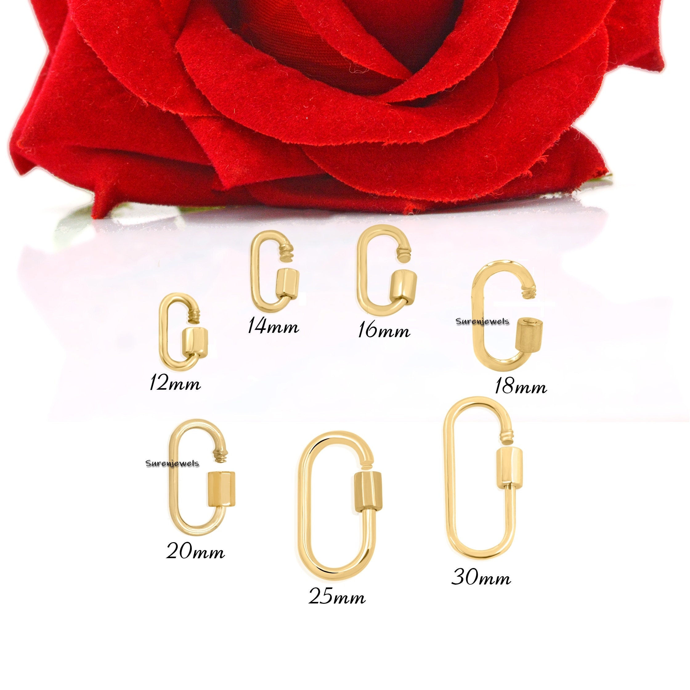 14k Gold Carabiner Lock: Handmade Pendant Clasp - Suren Jewels | SKU: SJC130-14KYG-10M