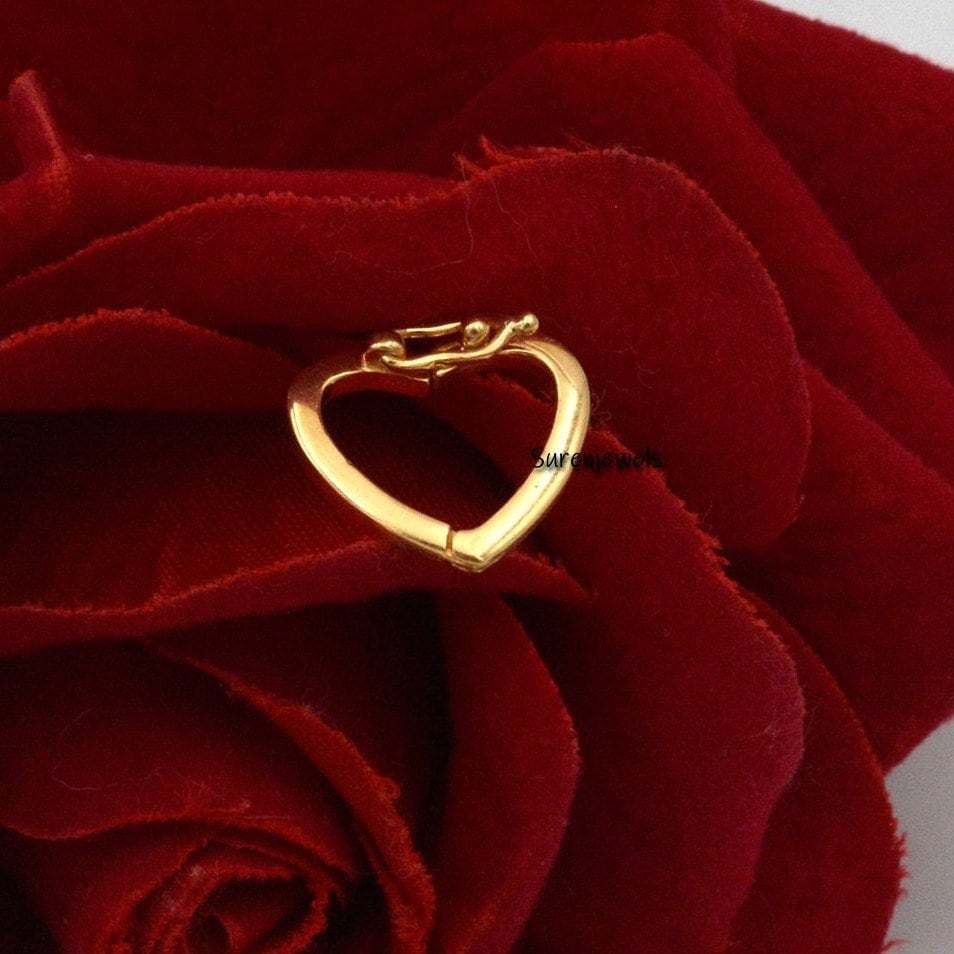 14k Gold Heart Charm Holder: Elongated Enhancer - Suren Jewels | SKU: SJP1093-SLYG-15M