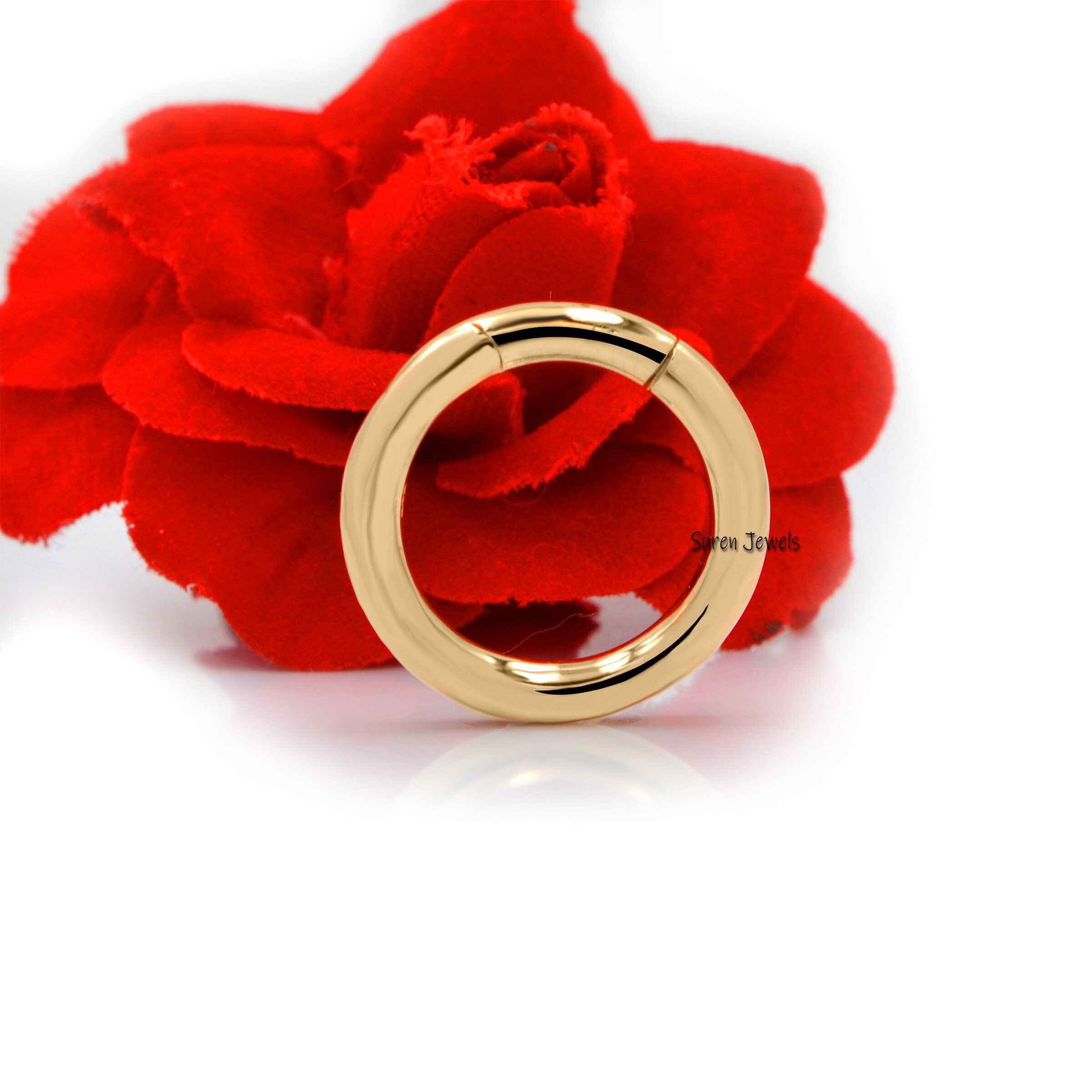 14K Yellow Gold Round Charm Enhancer - Handmade Gold Link - View 2 - Suren Jewels | SKU: SJP482-SLYG-20M