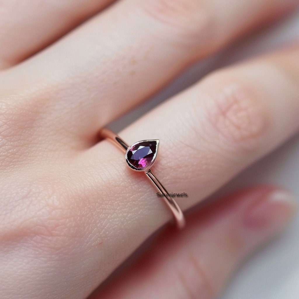 14k Gold Gemstone Teardrop Ring: Pear Shape - Suren Jewels | SKU: SJR2568