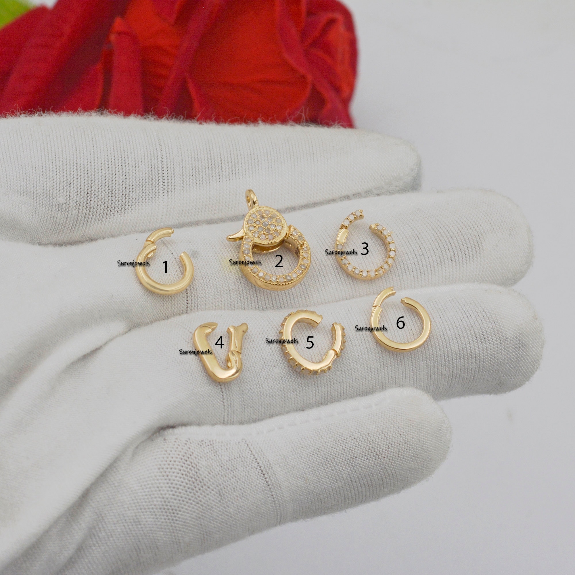 14K Gold Charm Holder Enhancer: Wholesale Jewelry Supplies - Suren Jewels | SKU: SJP482-14KYG-10M,SJF126-14KYGDI,SJF119-14KYG