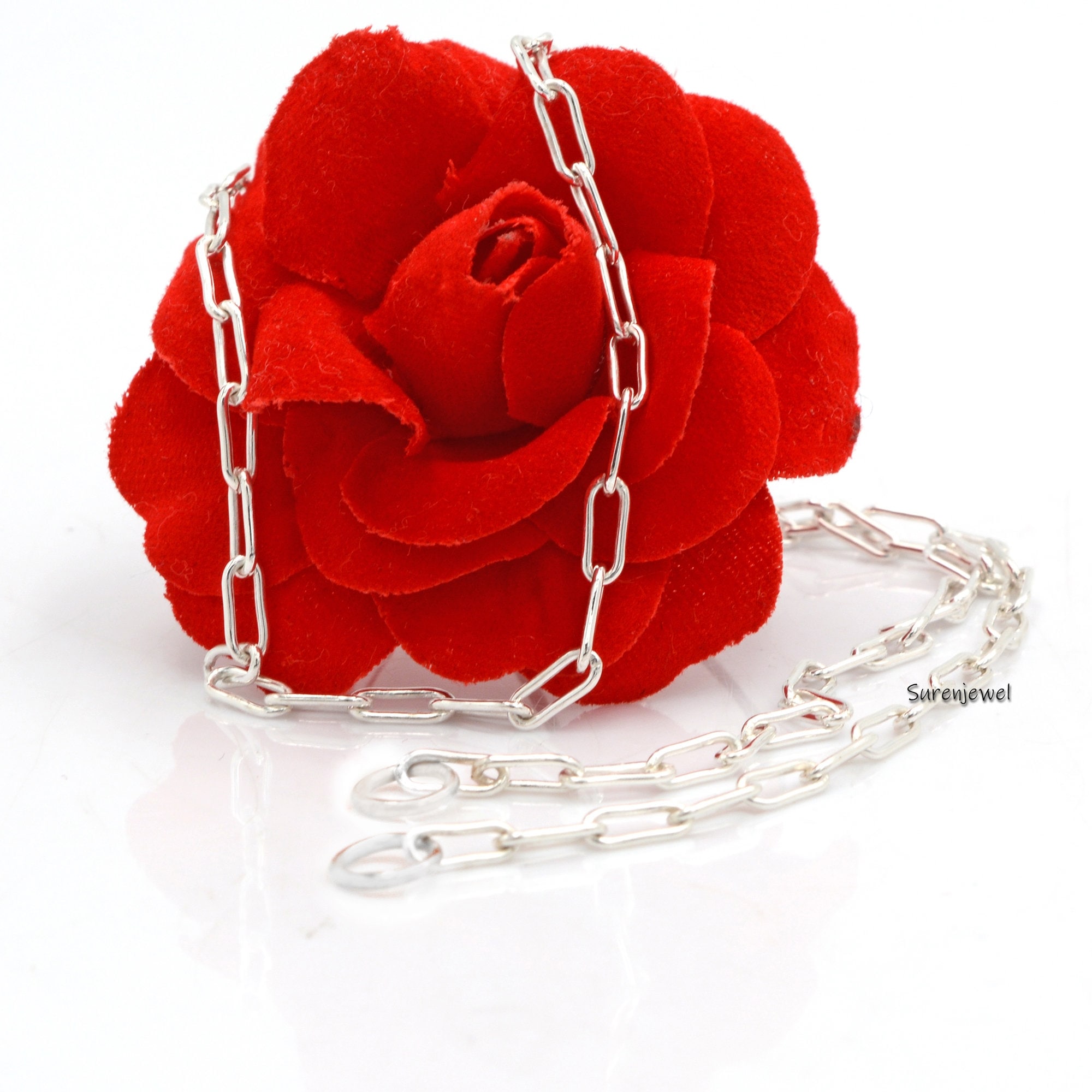 925 Sterling Silver Carabiner Lock Chain Necklace - Suren Jewels | SKU: G6-SLNSYG-6.6M-16I