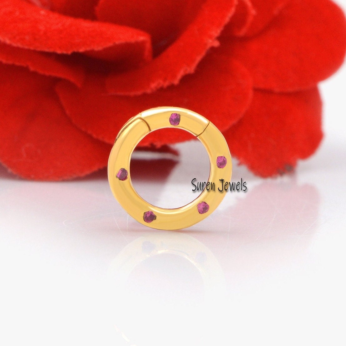 14k Gold Diamond Charm Holder: Round Charm Enhancer - View 3 - Suren Jewels | SKU: SJP482-14KYGPSP-10M