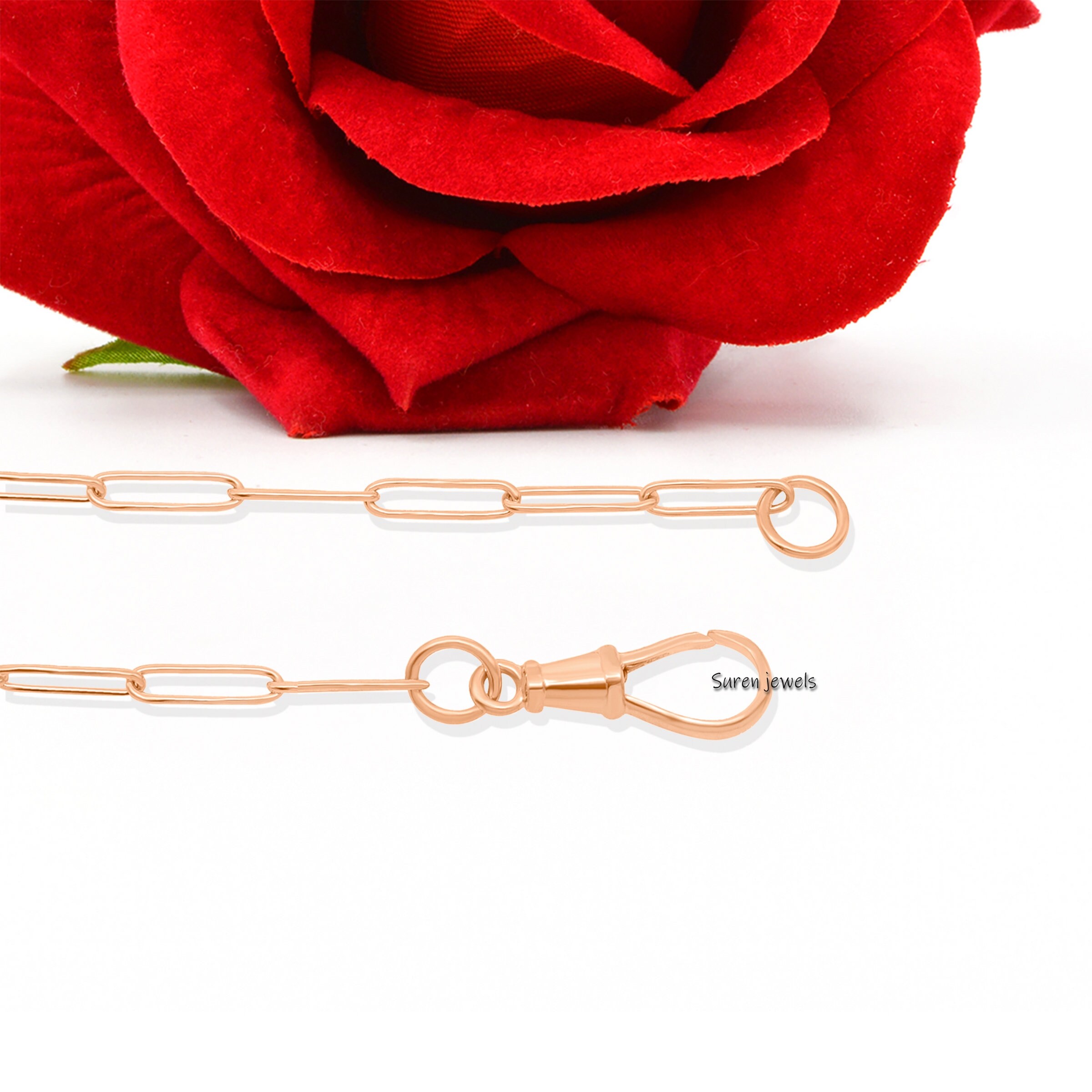 Sterling Silver Paperclip Chain Necklace: Swivel Carabiner Lock - View 6 - Suren Jewels | SKU: SJN04-/ G2-14KYG-11M-18I-F214
