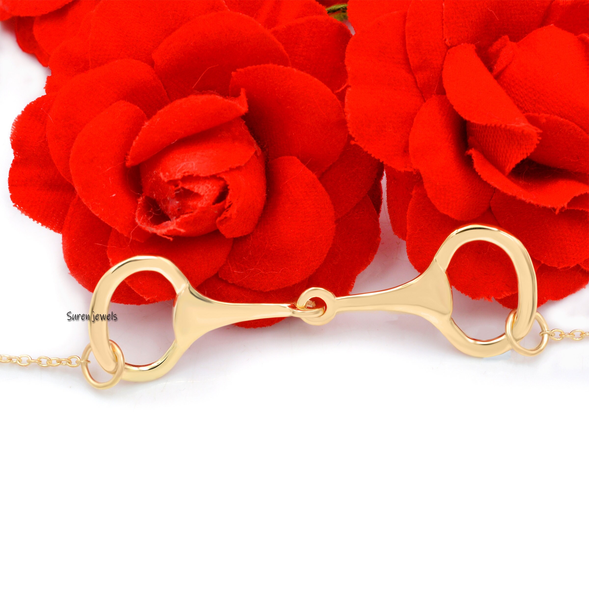 Silver Snaffle Bit Bracelet: Equestrian Horsebit Jewelry - View 2 - Suren Jewels | SKU: SJA12-SLYG
