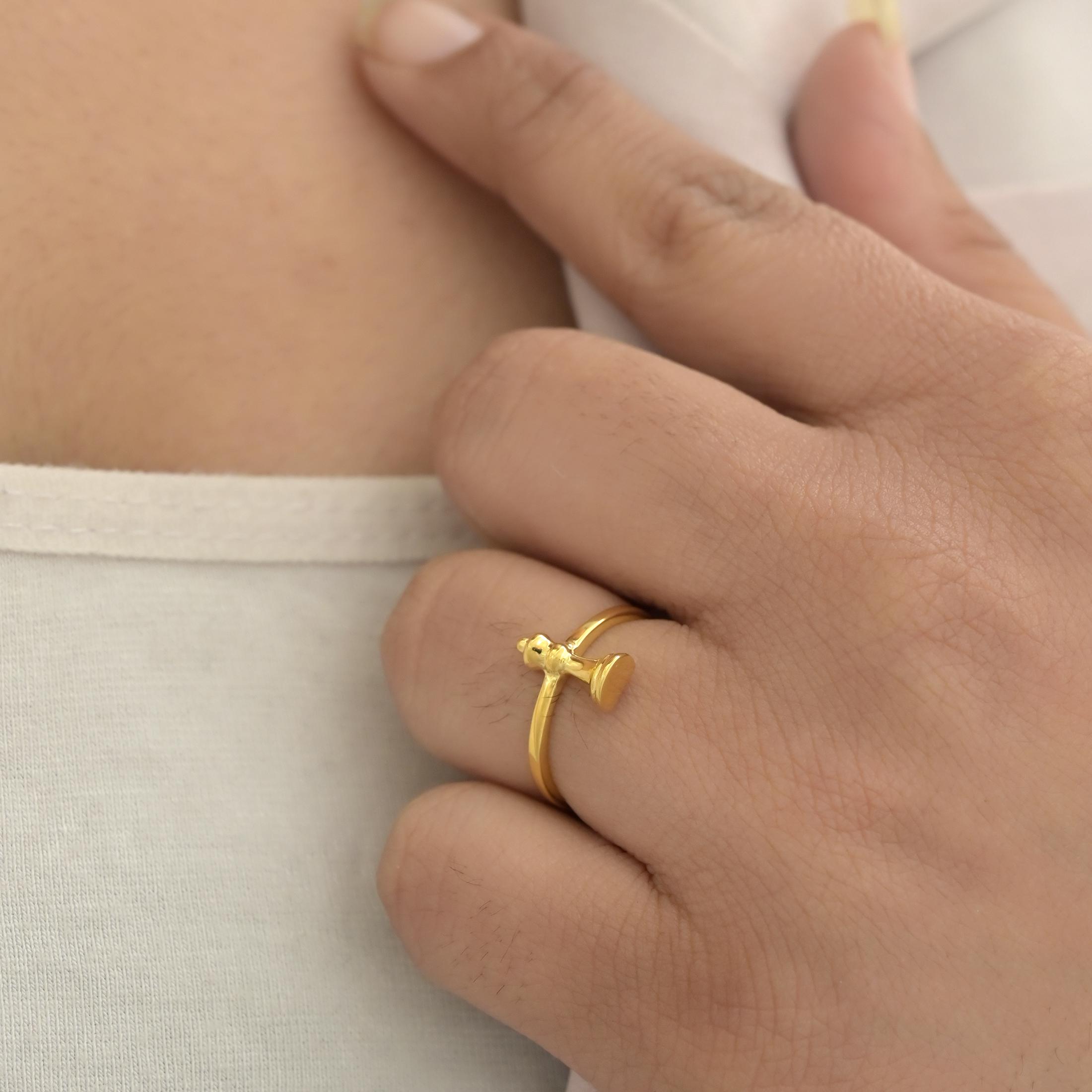 14k Gold Chess Queen Ring: Minimalist Jewelry - View 3 - Suren Jewels | SKU: SJR3236-SLYG-US-5