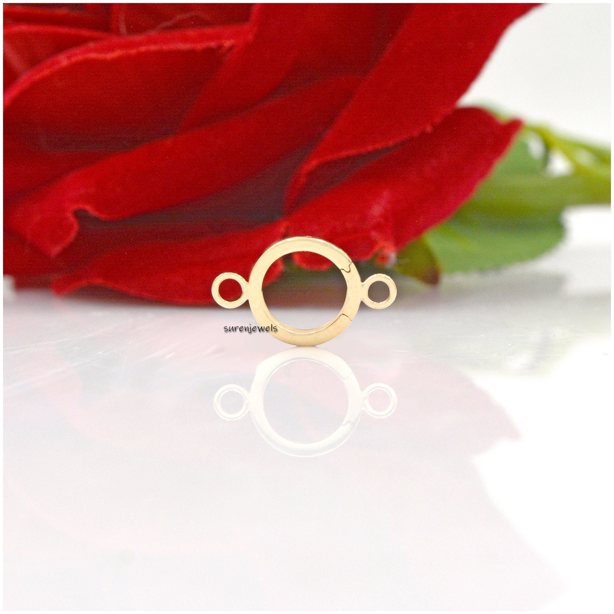 9K Gold Charm Enhancer Lock: Necklace Clasp Finding (10x15 mm) - View 2 - Suren Jewels | SKU: SJF257-SLYG