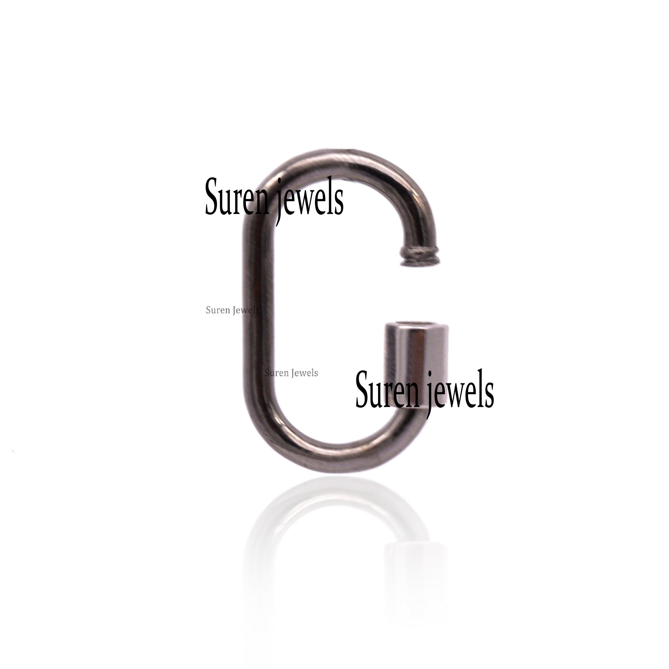 Sterling Silver Carabiner Lock: Yellow Gold Plated Screw, Jewelry Connector - View 7 - Suren Jewels | SKU: SJC130-SLRGRH-925-