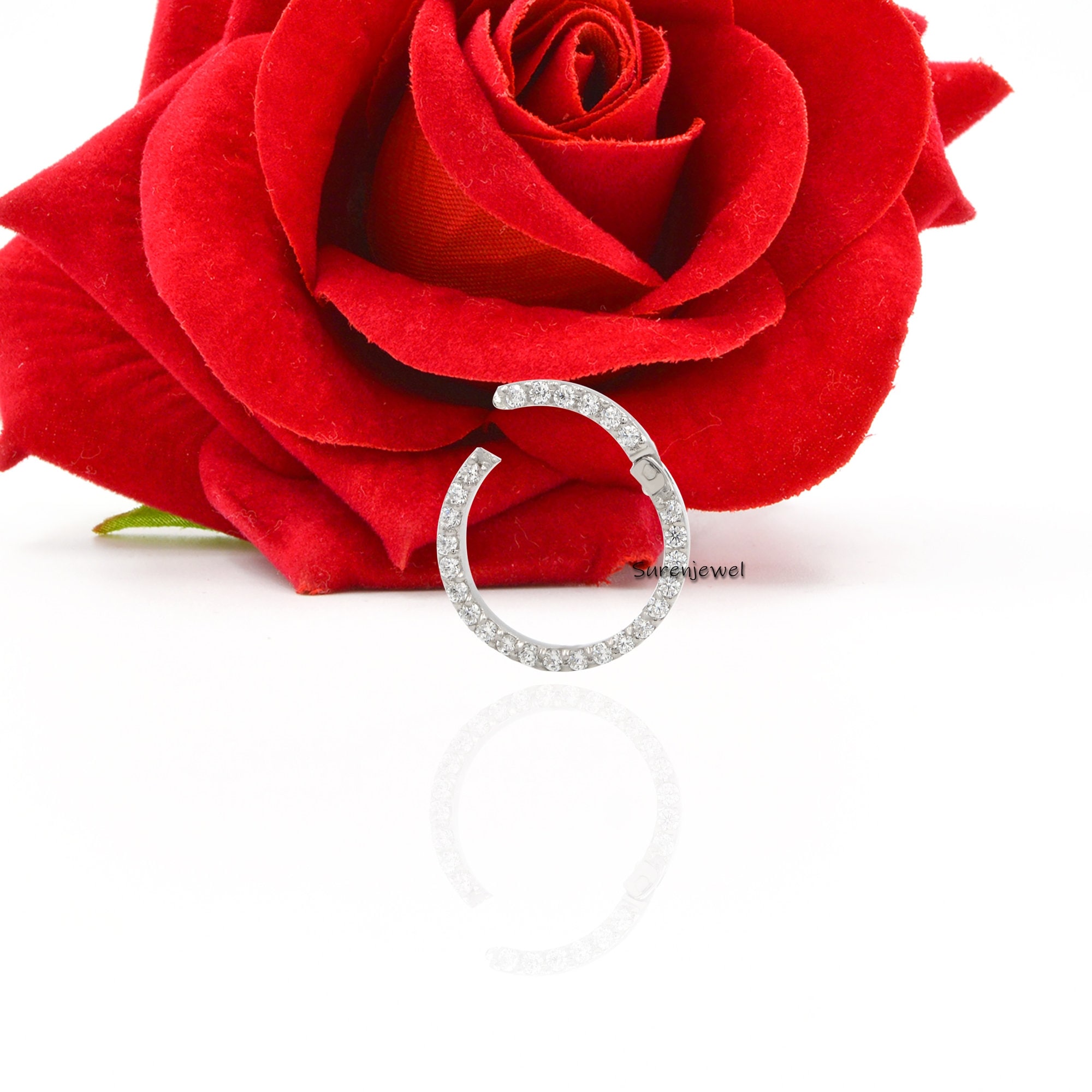 925 Silver Diamond Circle Charm Holder: 15mm Enhancer Connector - View 7 - Suren Jewels | SKU: SJP719-SLYGTQ-15M