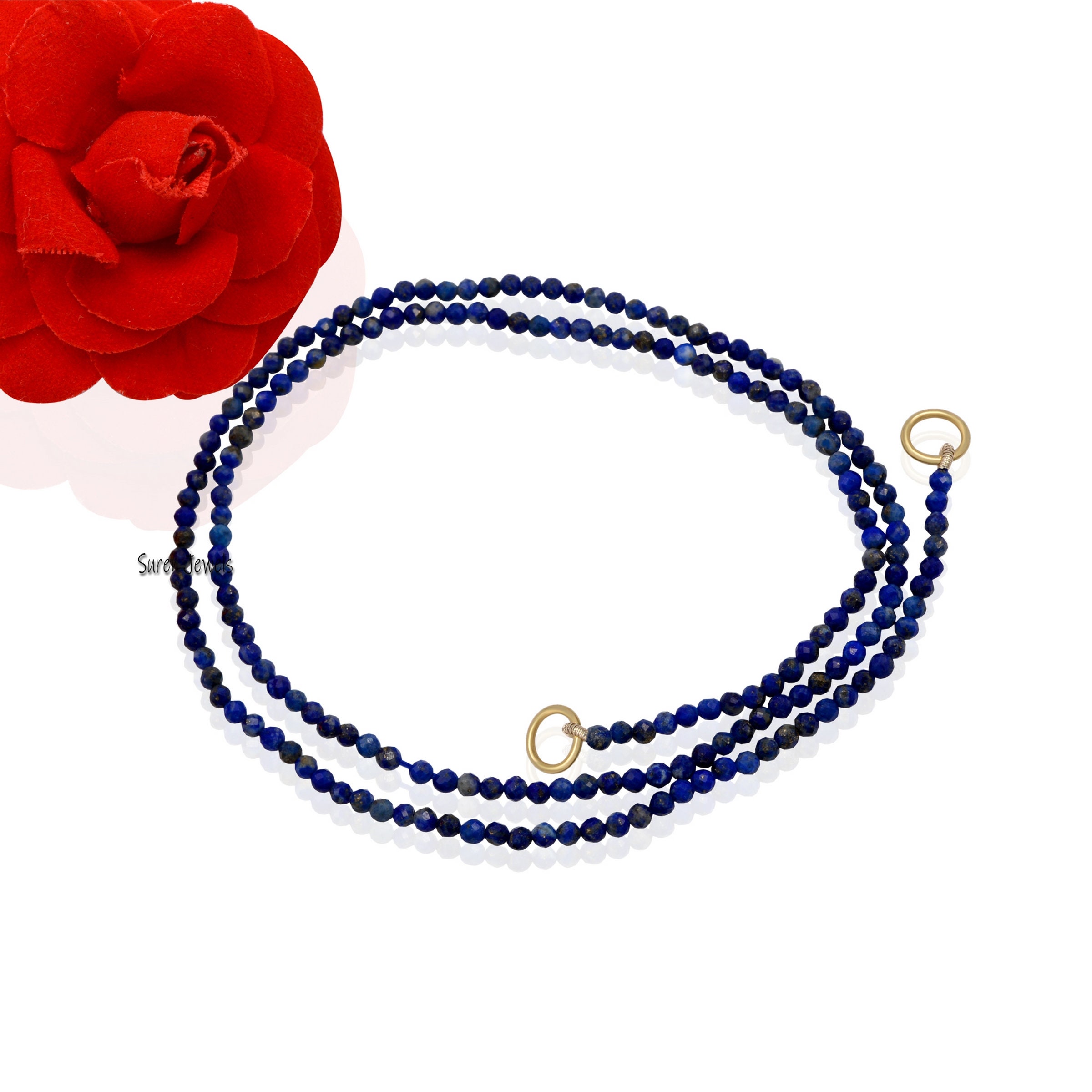 14k Gold Garnet Beads Chain Necklace: Enhancer Connector - View 7 - Suren Jewels | SKU: SJN219-