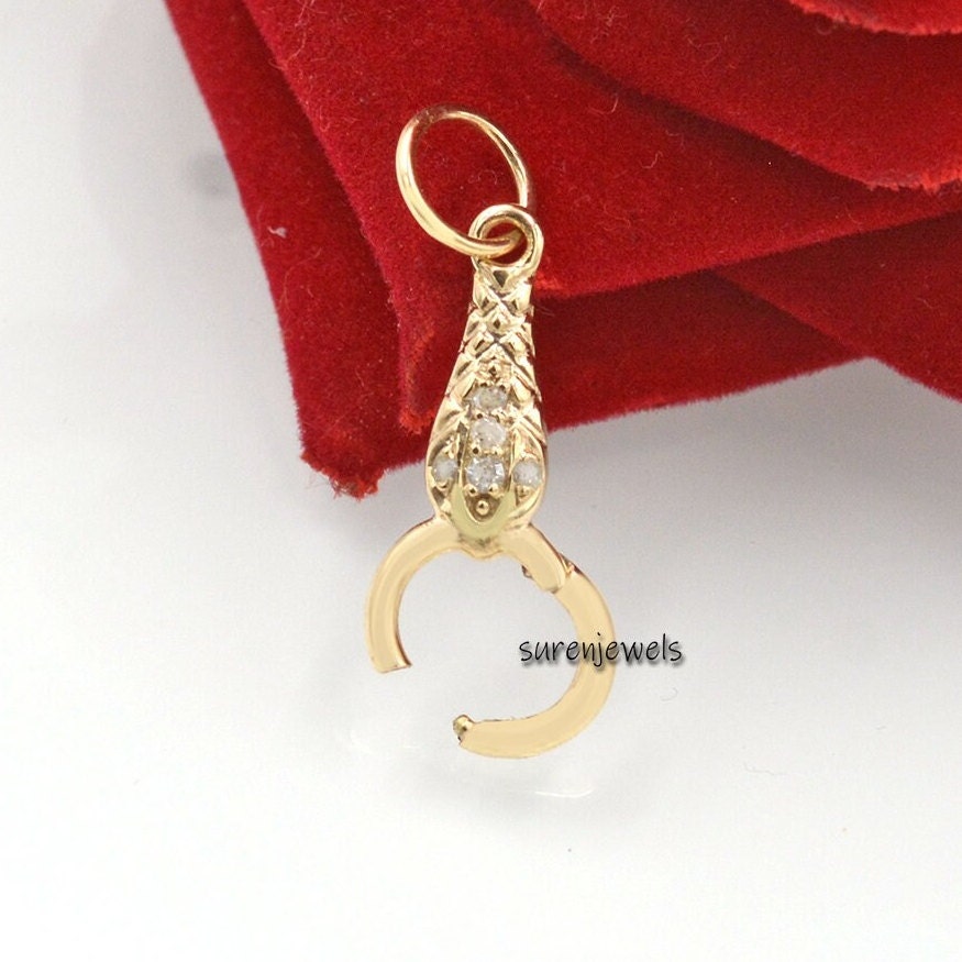 14k Gold Snake Charm Link, Charm Holder Enhancer - View 4 - Suren Jewels | SKU: SJP1480-9KYGDI