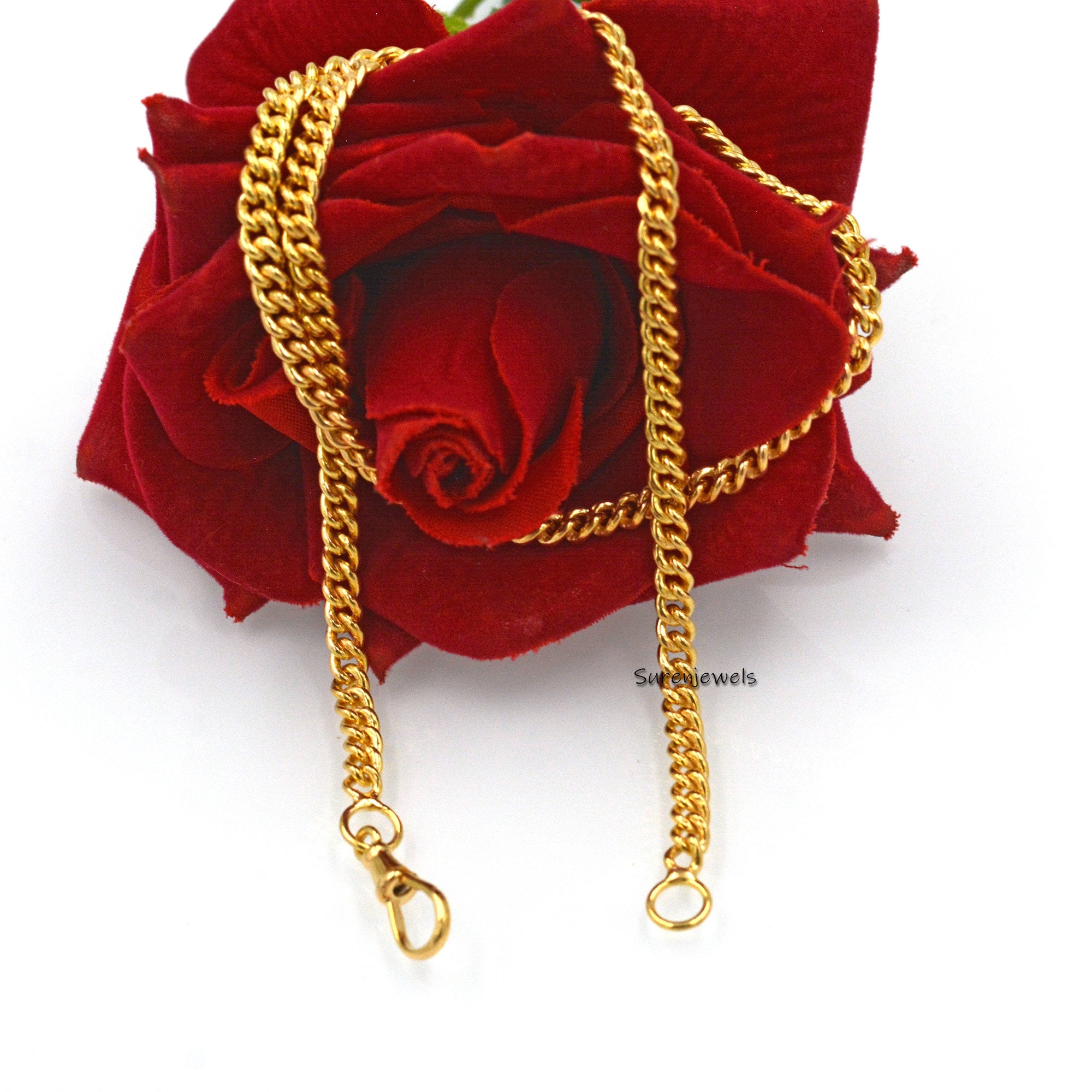925 Sterling Silver Swivel Curb Chain Necklace - Handmade in India - View 3 - Suren Jewels | SKU: SJN316-/G17-SLYG-5M-18I-F09