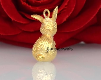 送料税込【AMY O】Rabbit Charm Pendant 14K☆チャーム♪国内発 14K Yellow Gold Rabbit Charm