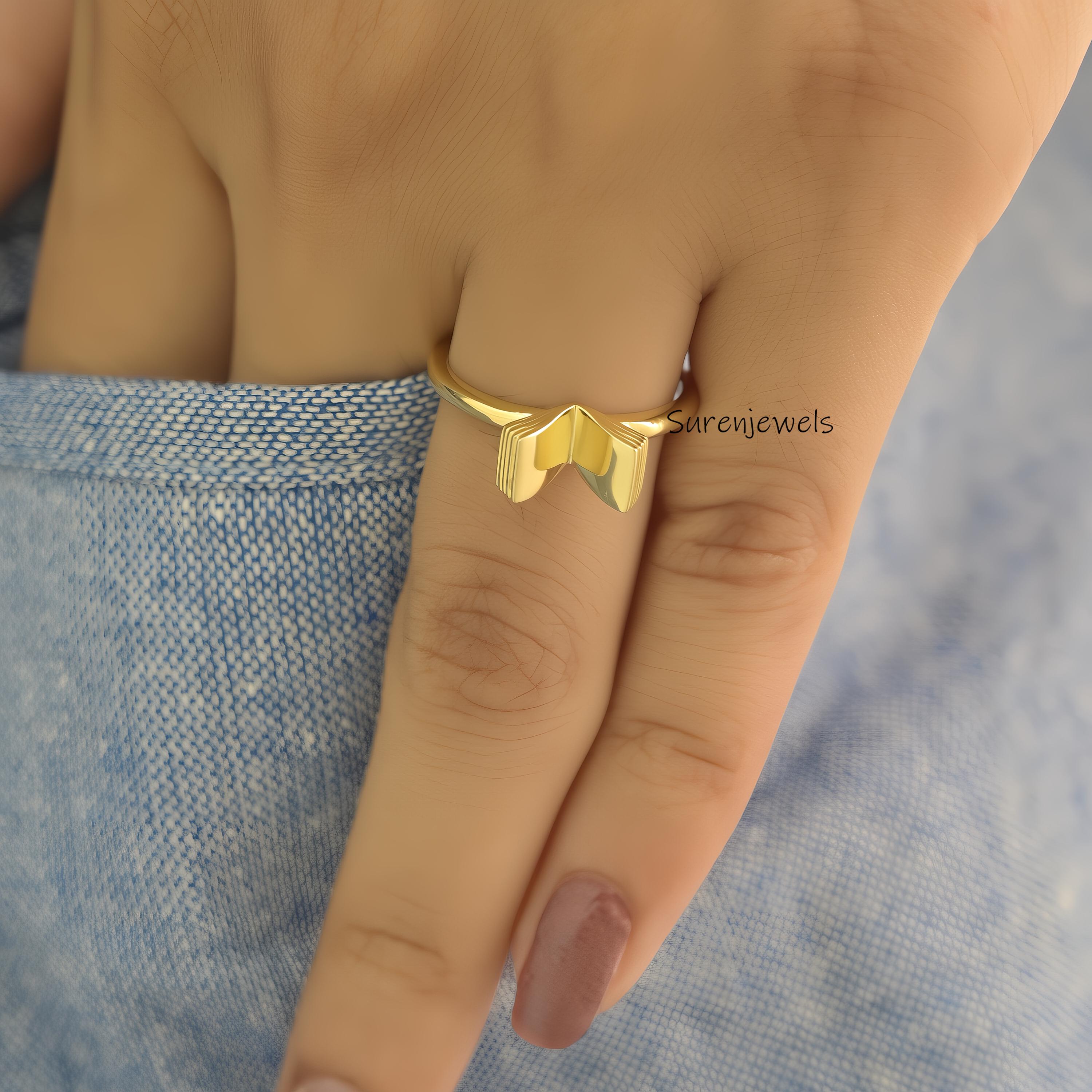 14k Yellow Gold Book Ring: Minimalist Book Lover Jewelry - View 7 - Suren Jewels | SKU: SJR2900-SLNS-US-8