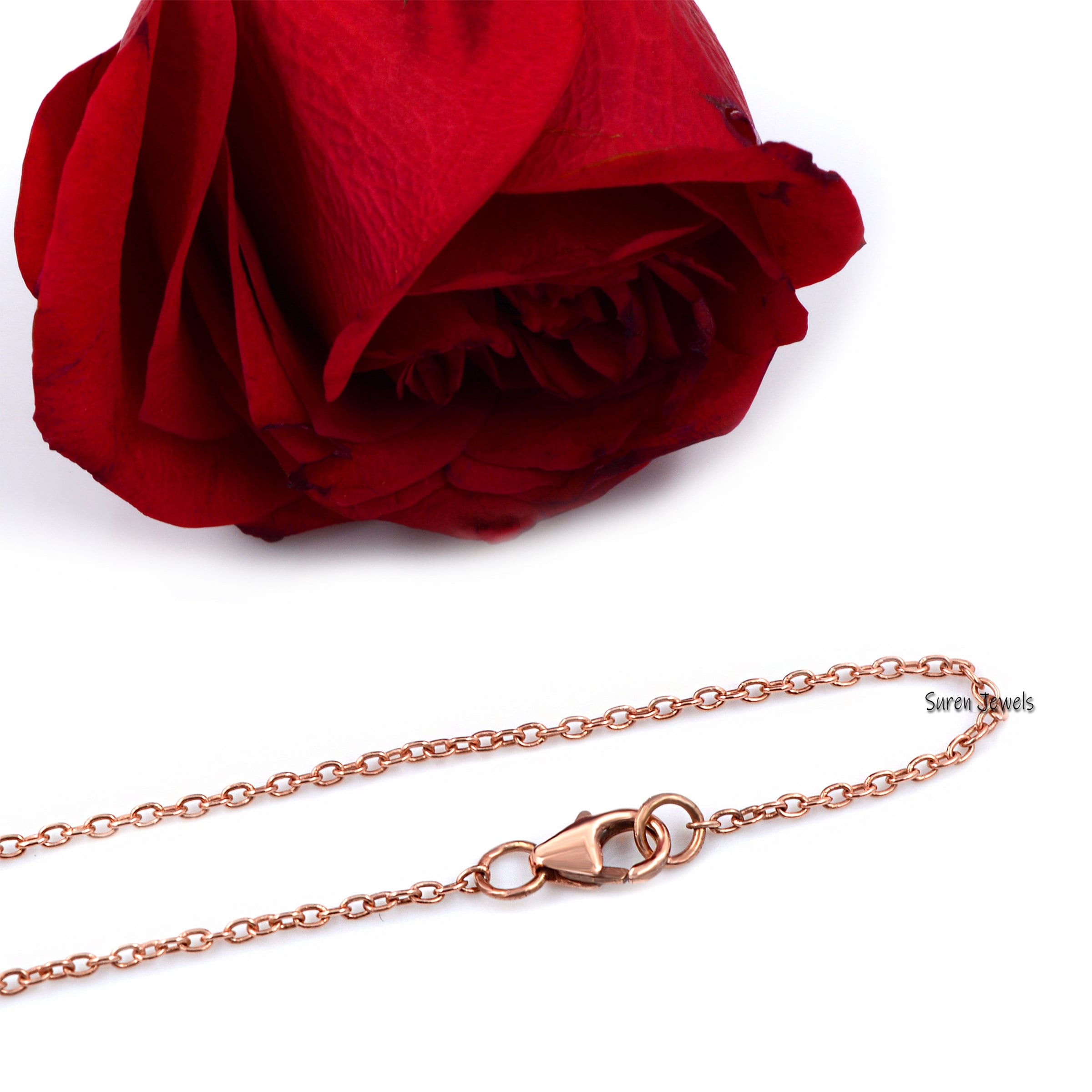 925 Sterling Silver Rolo Link Chain Necklace with Lobster Clasp - View 4 - Suren Jewels | SKU: SJN41/ G19-SLYG