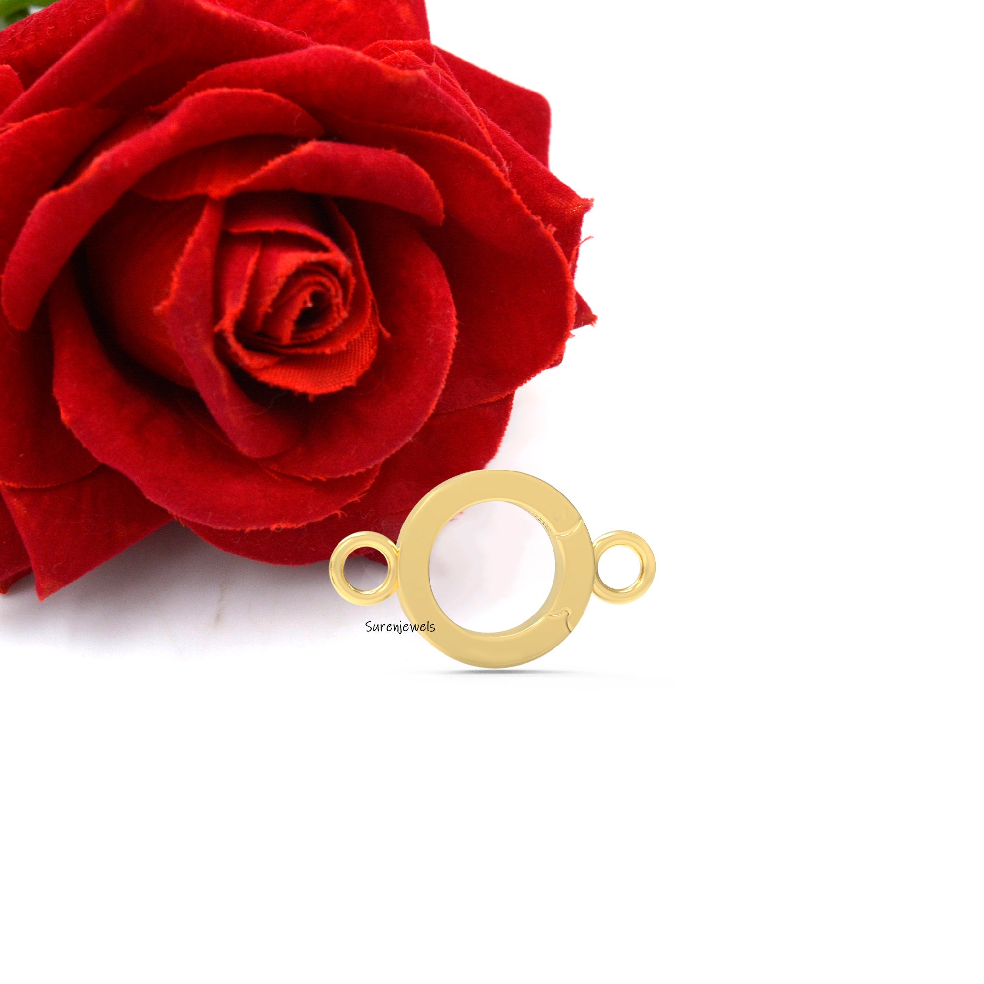 9K Gold Charm Enhancer Lock: Necklace Clasp Finding (10x15 mm) - View 5 - Suren Jewels | SKU: SJF257-SLYG