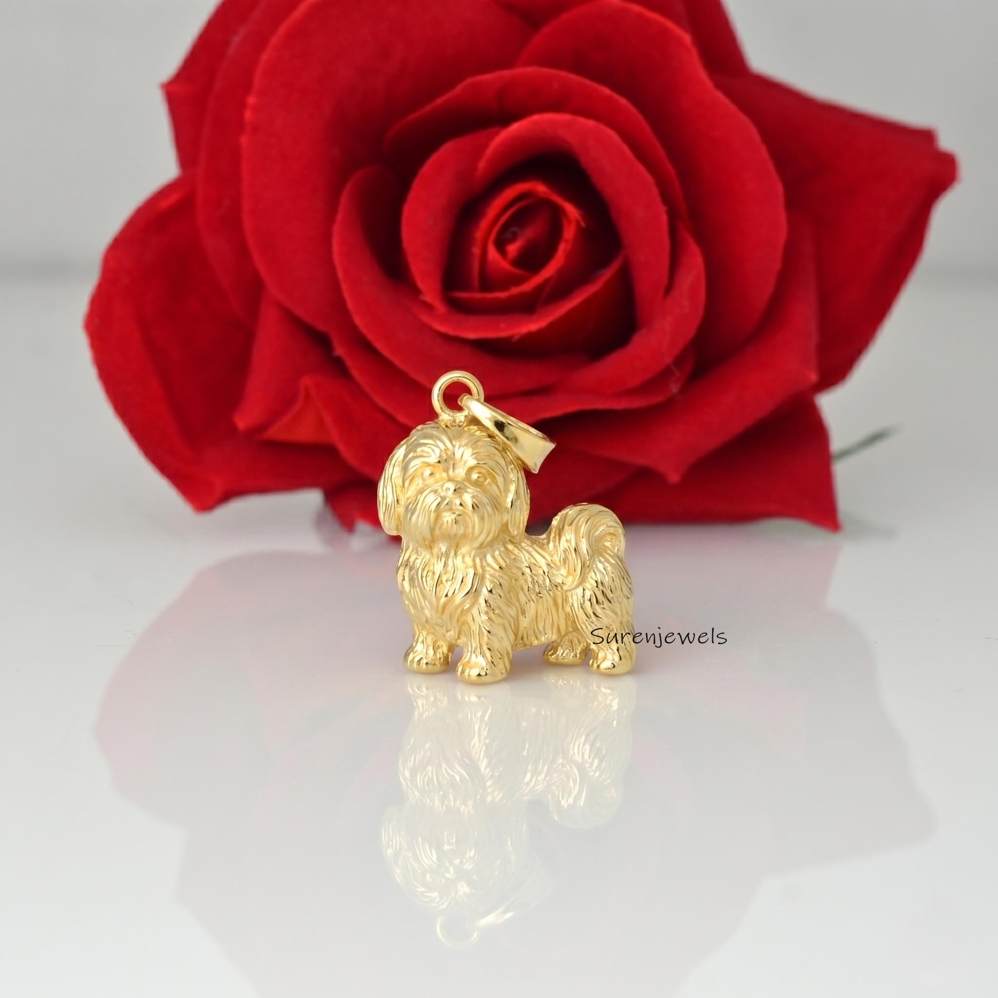 14k Gold Shih Tzu pendant, Silver Shih Tzu Pendant, Shih Tzu Dog Jewelry, Dainty Shih Tzu Jewelry, Minimalist Dog Charm, Desi