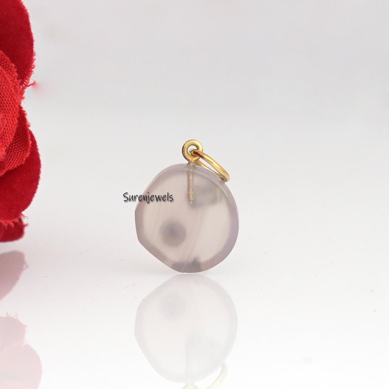 Handmade 14k Gold Gemstone Pendant: Oval Jewelry - View 2 - Suren Jewels | SKU: SJP3438-SLYGGCHBTBCZ-30M