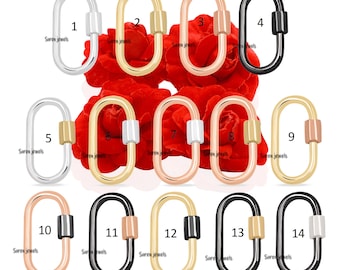 925 Sterling Silver Mini Carabiner Lock: 20MM Multicolor Jewelry