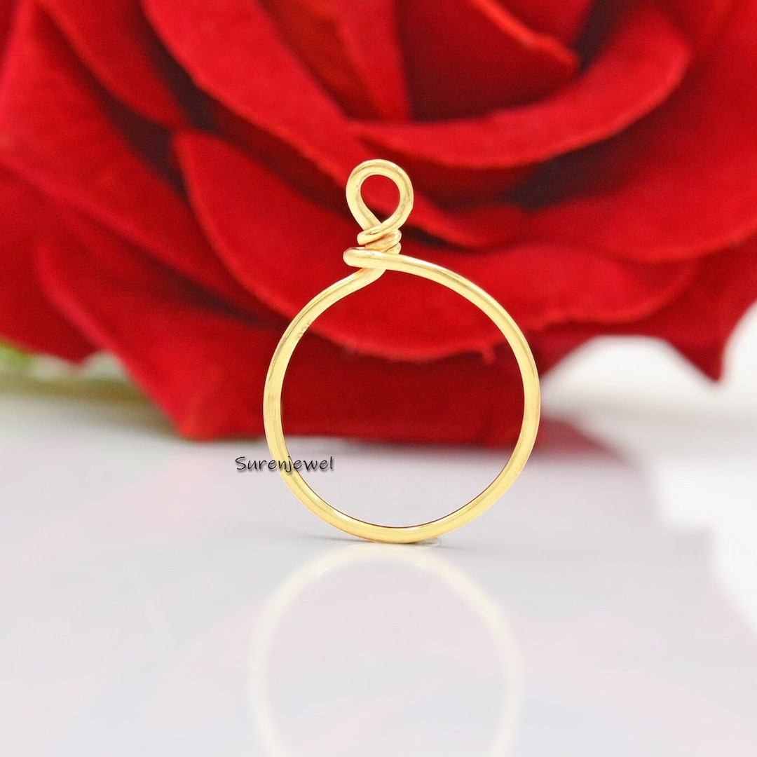 14k Gold Charm Holder, Filigree Charm Holder New Pendant, Silver