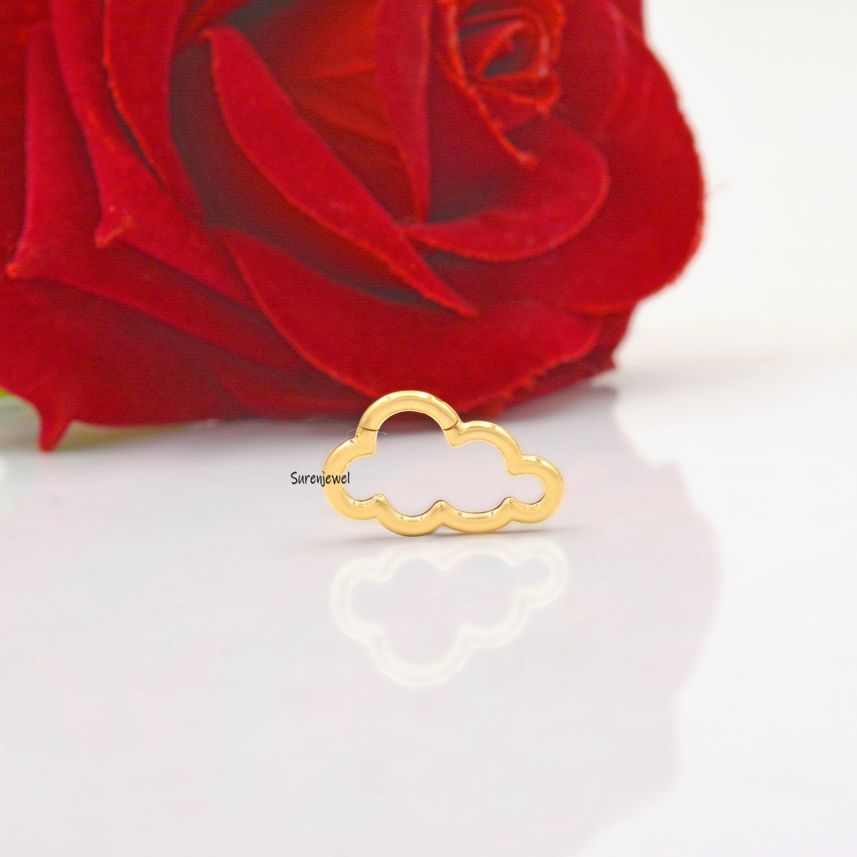 14K Gold Cloud Enhancer Lock: Necklace Charm Connector - View 3 - Suren Jewels | SKU: SJP1073-SLYG
