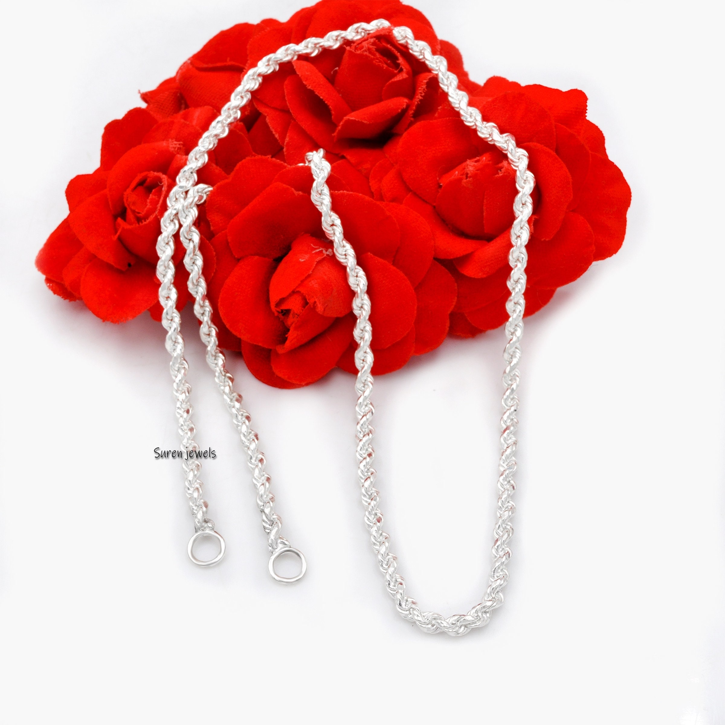 Sterling Silver Rolo Chain Carabiner Necklace: Dainty 925 Silver - Suren Jewels | SKU: SJN314-SLNS/G35-SLYG-16I