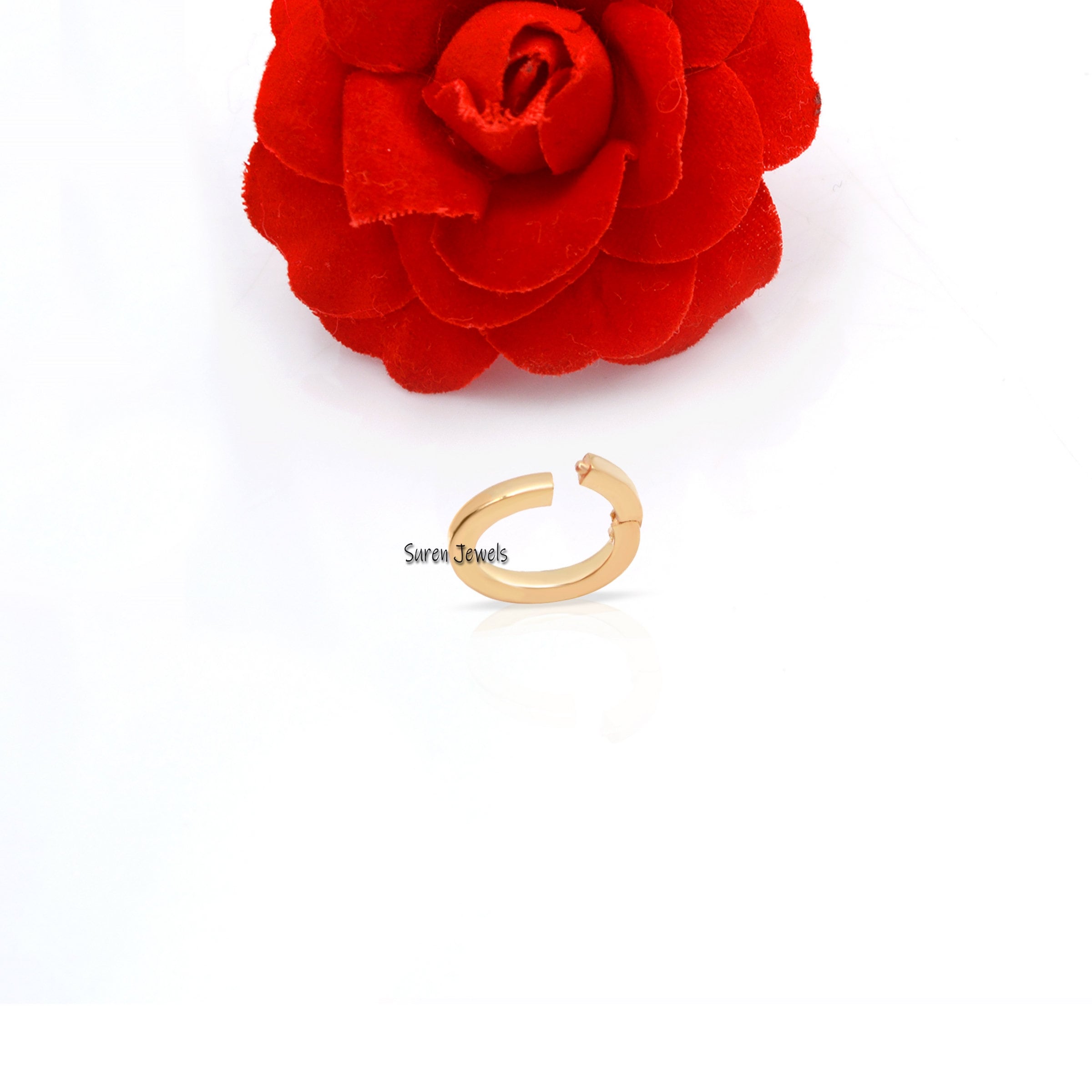 14K Gold Oval Push Lock: Handmade Enhancer Link (12x9 mm) - View 4 - Suren Jewels | SKU: SJP475-14KYG