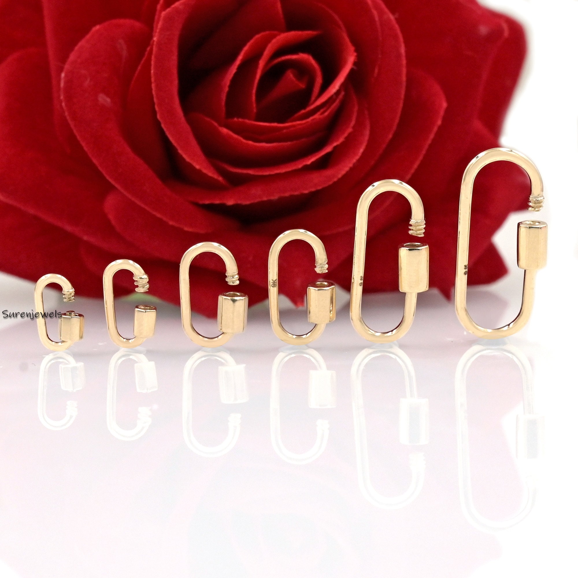 Handmade 9K Yellow Gold Carabiner Lock: Jewelry Connector - Suren Jewels | SKU: SJC130-9KYG
