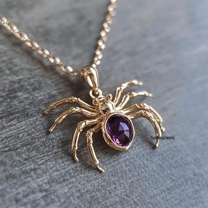 14k Gold Edelstein Spinne Anhänger: Halloween Schmuck Design No 4.