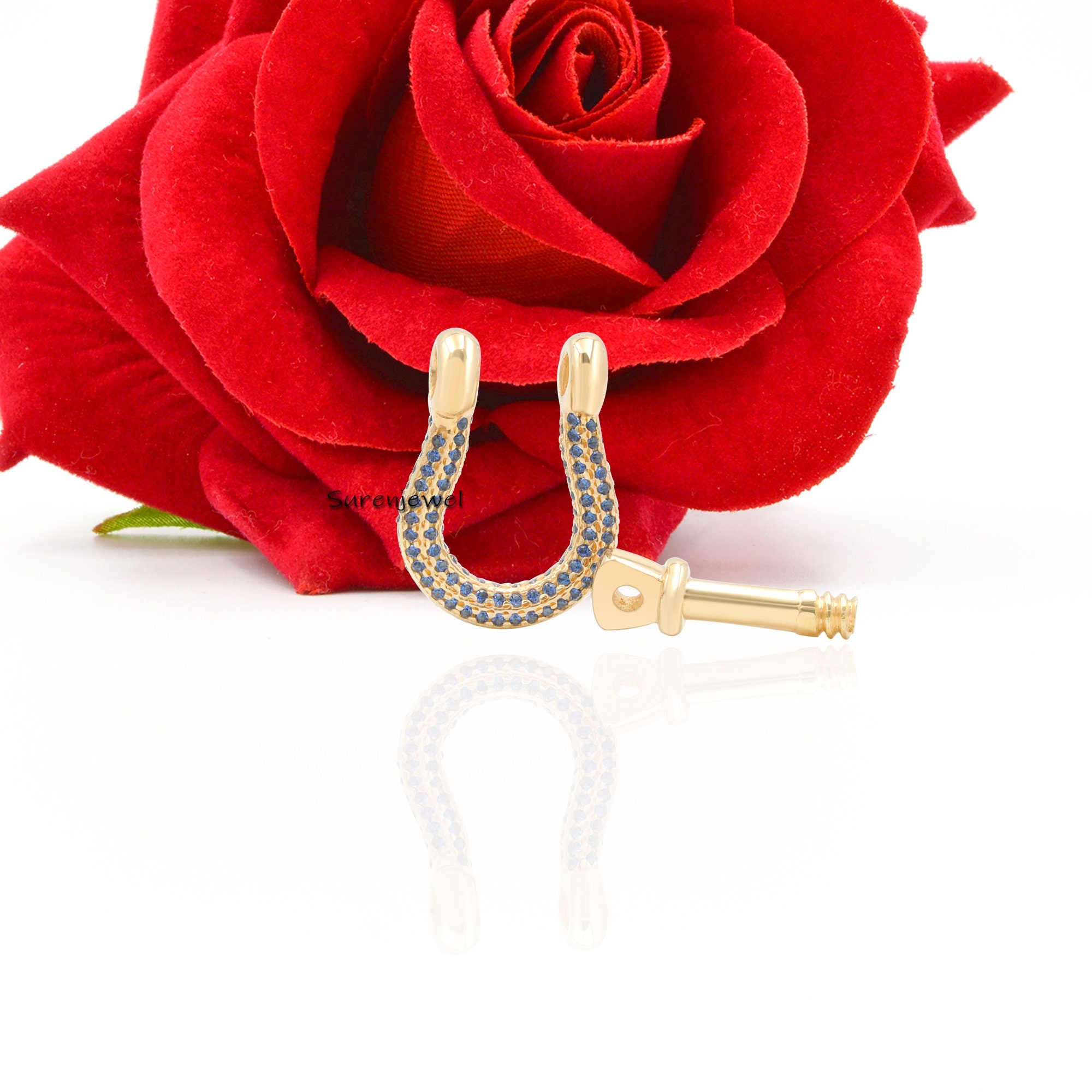 Diamond Shackle Clasp Lock: Designer Carabiner Chain Lock - View 5 - Suren Jewels | SKU: SJP842
