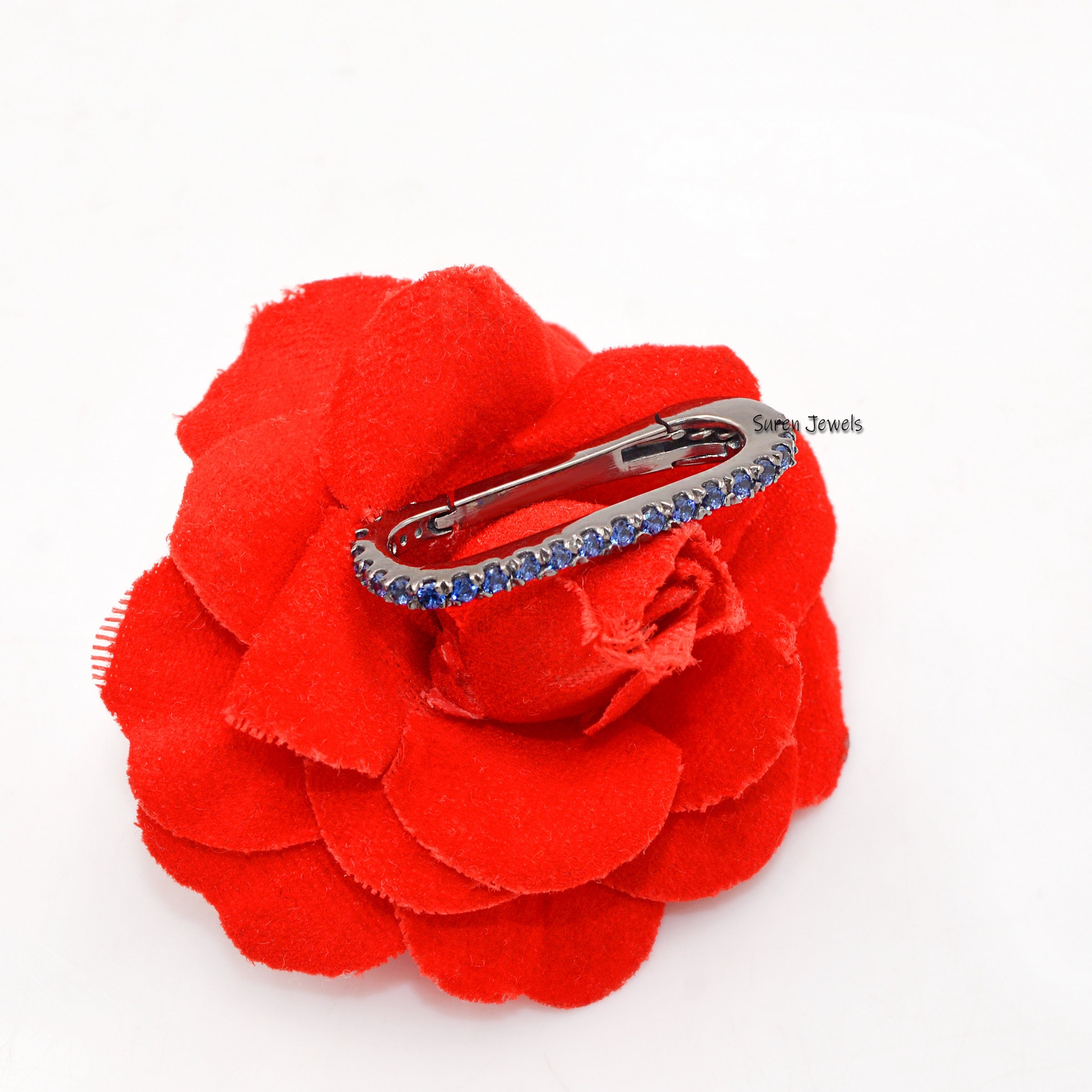 14k Gold Diamond Enhancer Link Lock: Pave Ruby Openable Clasp - View 7 - Suren Jewels | SKU: SJP228-14KYGTQ