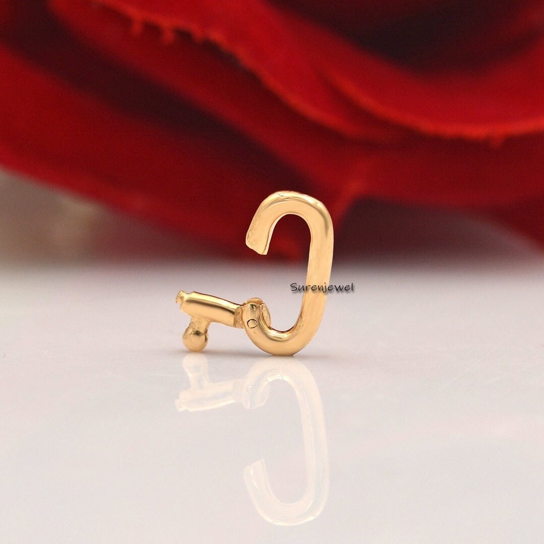 14K Gold Oval Charm Enhancer: Thick Link Holder - View 2 - Suren Jewels | SKU: SJP888