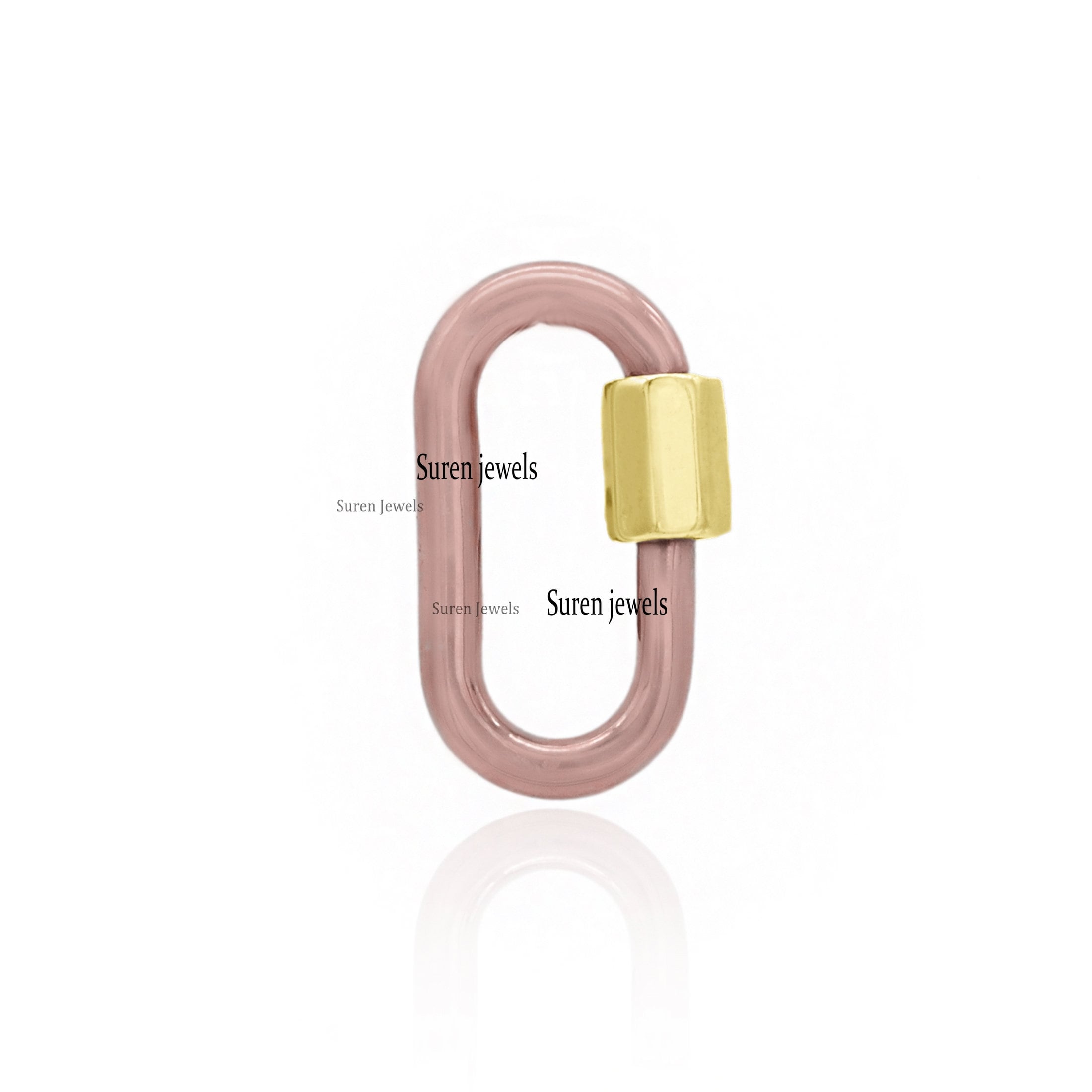 Sterling Silver Carabiner Lock: Yellow Gold Plated Screw, Jewelry Connector - View 5 - Suren Jewels | SKU: SJC130-SLRGRH-925-