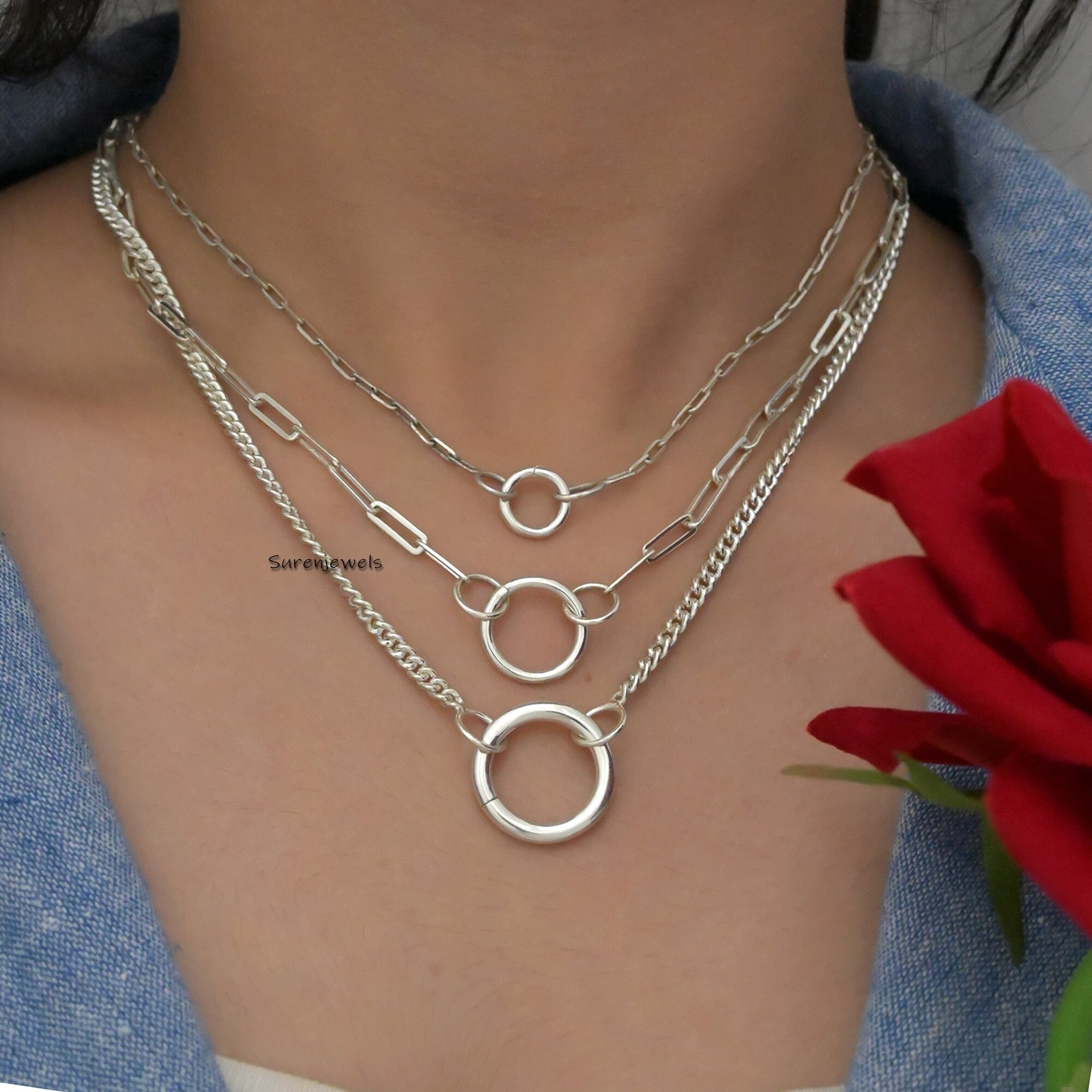 925 Sterling Silver Charm Enhancer Clasp: Multi-Charm Holder Pendant - View 2 - Suren Jewels | SKU: SJP482-SLWG-10M