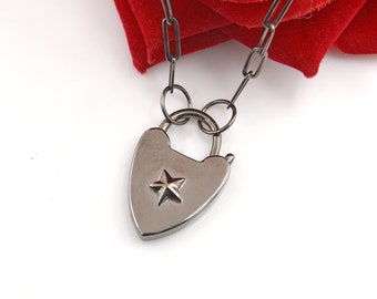 925 Sterling Silver Heart Padlock Pendant: Dainty Designer Jewelry