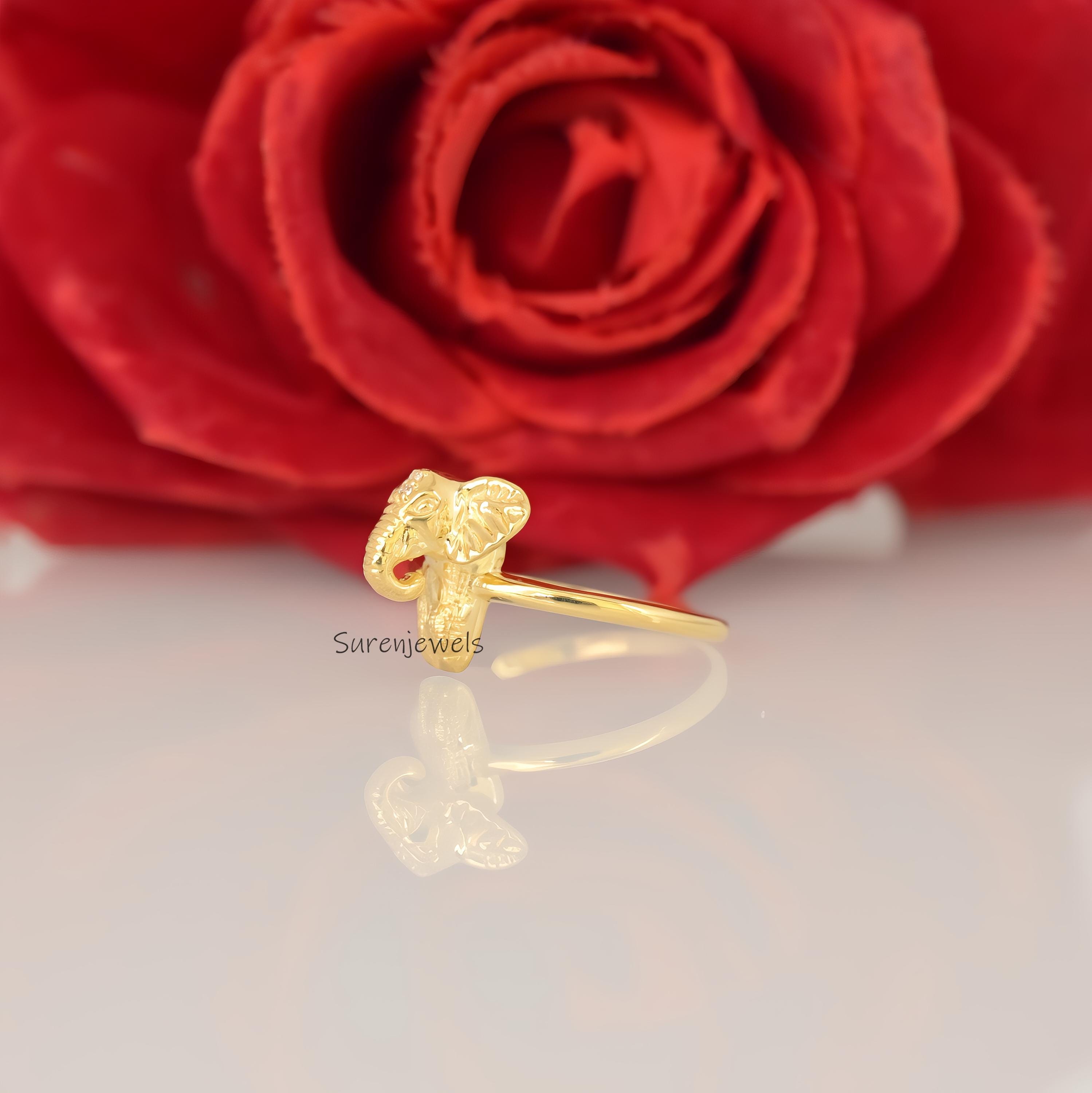 14k Gold Elephant Ring: Dainty Animal Jewelry - View 7 - Suren Jewels | SKU: SJR3230-SLNS-US-7.5,SJR2938-SLRGCZ-US-7,SJR3021-