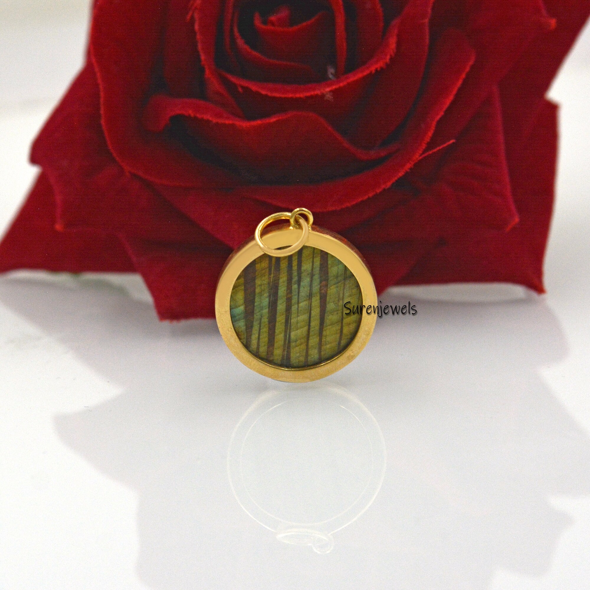 Hand Carved 14k Gold Gemstone Ball Pendant Jewelry - View 2 - Suren Jewels | SKU: SJP1693-SLYGAZCZYCZ