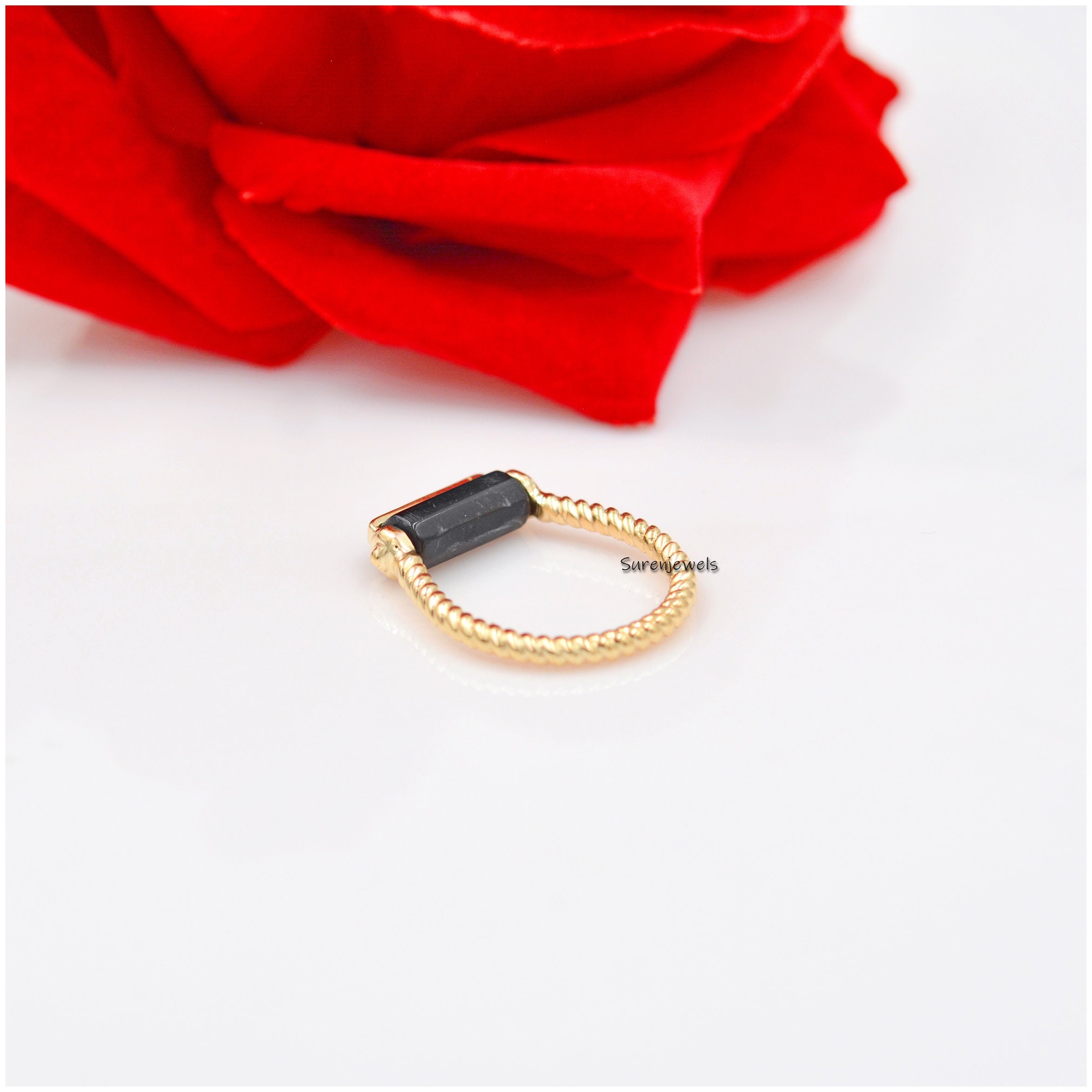 Black Spinel 925 Silver Ring: Dainty Gemstone Jewelry - View 3 - Suren Jewels | SKU: SJR993-SLYGBSCZ-US-7