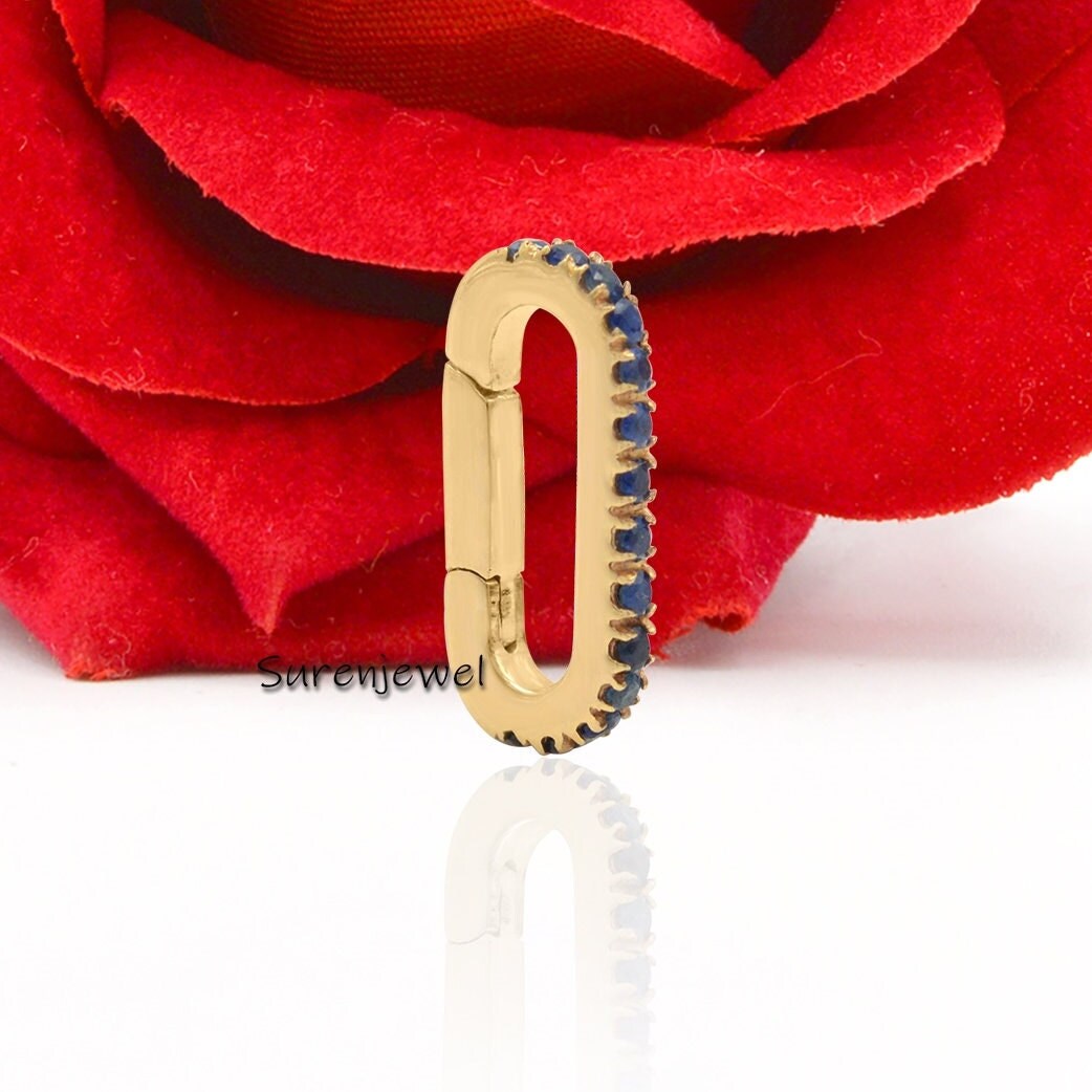14k Gold Turquoise Charm Holder: Gemstone Clasp Lock - View 3 - Suren Jewels | SKU: SJP858-SLYGTQ